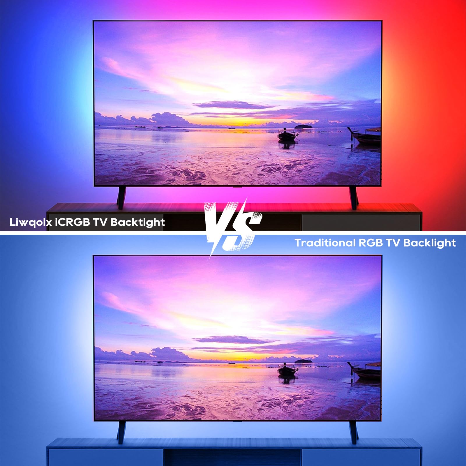 Taśma LED RGBIC 5M, podświetlenie telewizora LED dla telewizorów 65 do 75 cali, inteligentne podświetlenie LED, z kontrolą aplikacji i ulepszonym pilotem RF 2.4G, na imprezę dekoracyjną TV