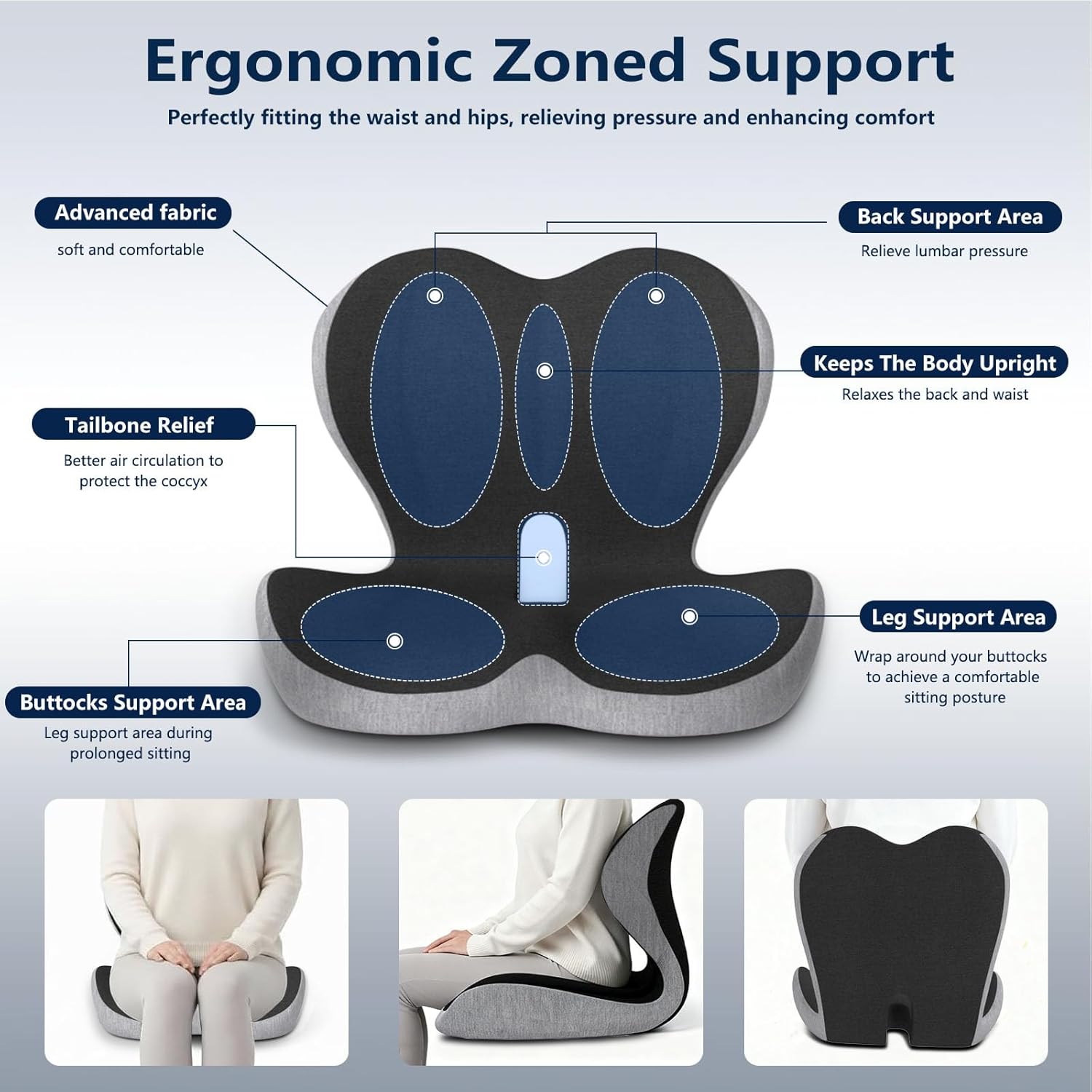 Car Seat Cushion For Back Pain, Office Chair Cushion, Truck Seat Cushion, Memory Foam Seat Cushion Increase Height by 3.94 Inch, Car Cushions For Driving Long Sciatica Tailbone Pain Relief. (1) - Image 4