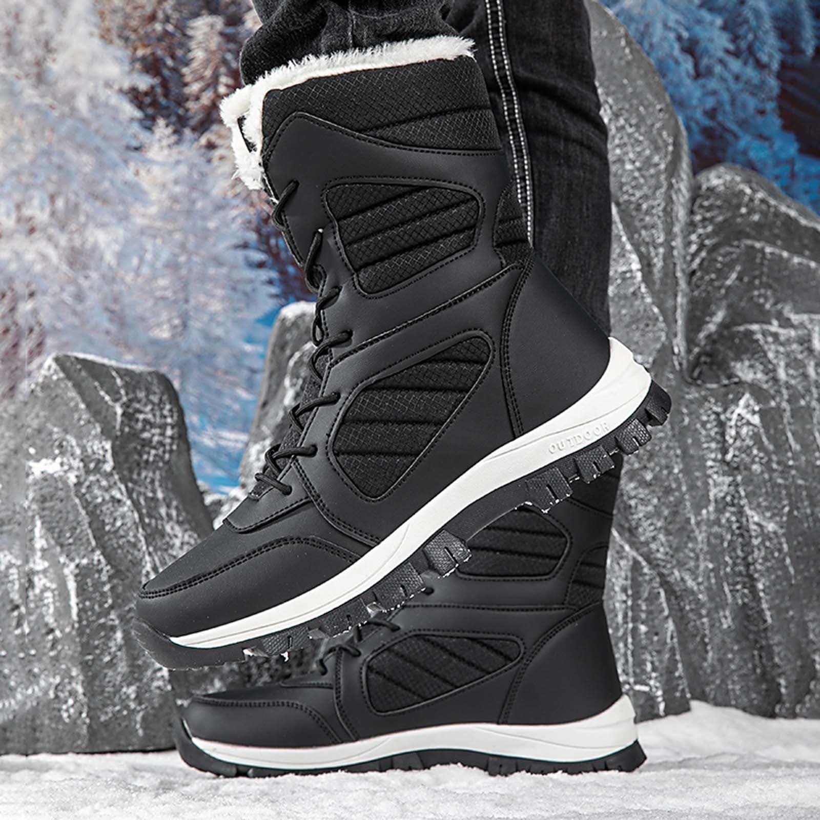 Bottes de Neige Femme Hiver Chaudes Bottes Fourrées Femme Mi-Mollet Confortable Botte de Neige Imperméable Snow Boots Fourrées de Ski Chaussures de Randonnée Antidérapantes Bottine Chaussure Hiver