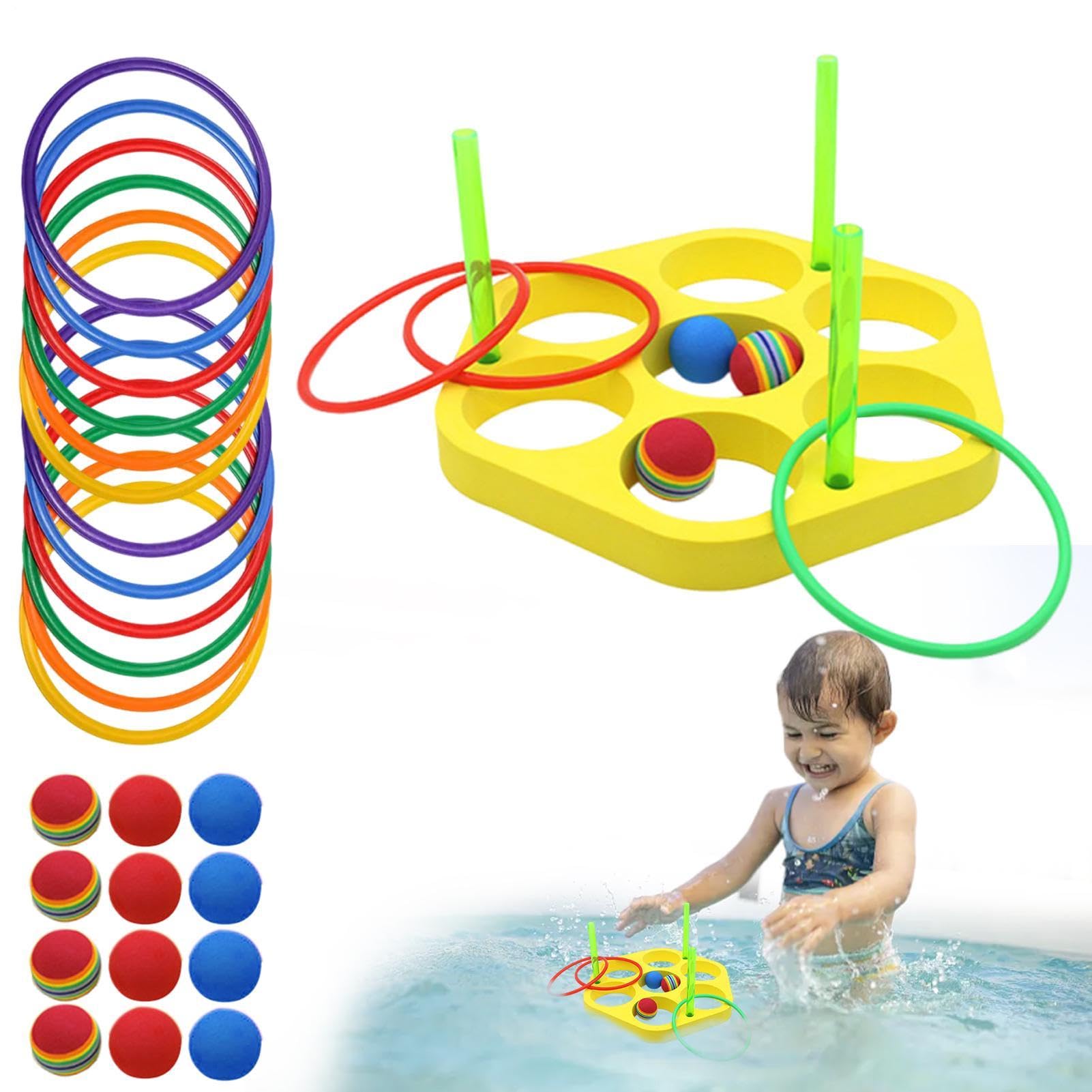 Juego de Anillos Lanzables Juguetes Flotantes Natación Triángulo Y Círculo | Juego Infantil de Aros para Piscina Familia Niñas Niños Exterior Jardín Senda Patio Playa