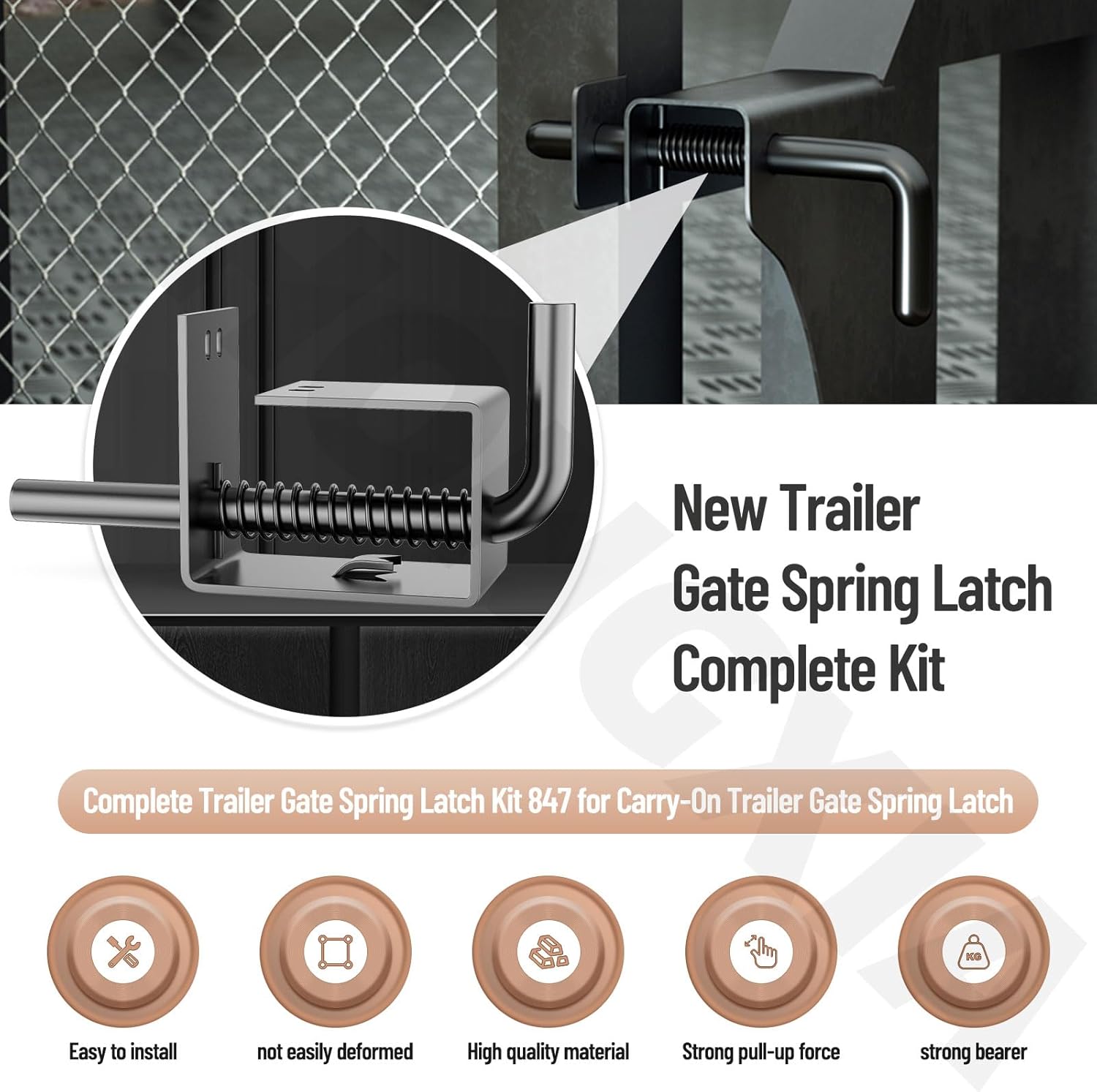 2 Pack Trailer Gate Spring Latch Complete Kit 847 Replacement for Carry-On Trailer Gate Spring Latch/Complete Trailer Gate Spring Latch Kit