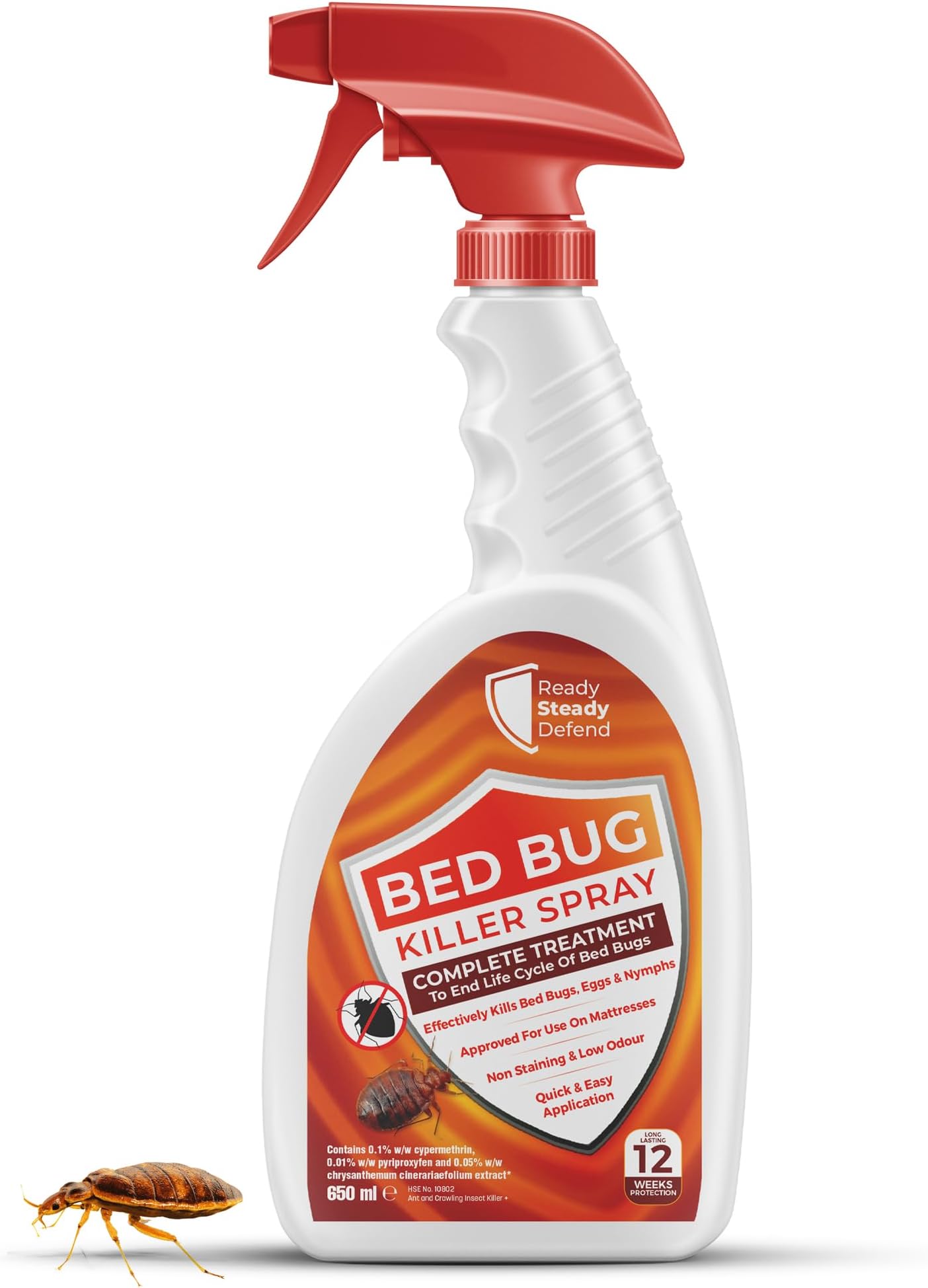 Bed Bug Killer Spray 650ml | for Bed Bugs, Eggs, Nymphs and Larvae | Complete Treatment | Spray for Mattresses, Bed Frames & Carpets | Non-Staining & Low Odour, Quick & Easy Application