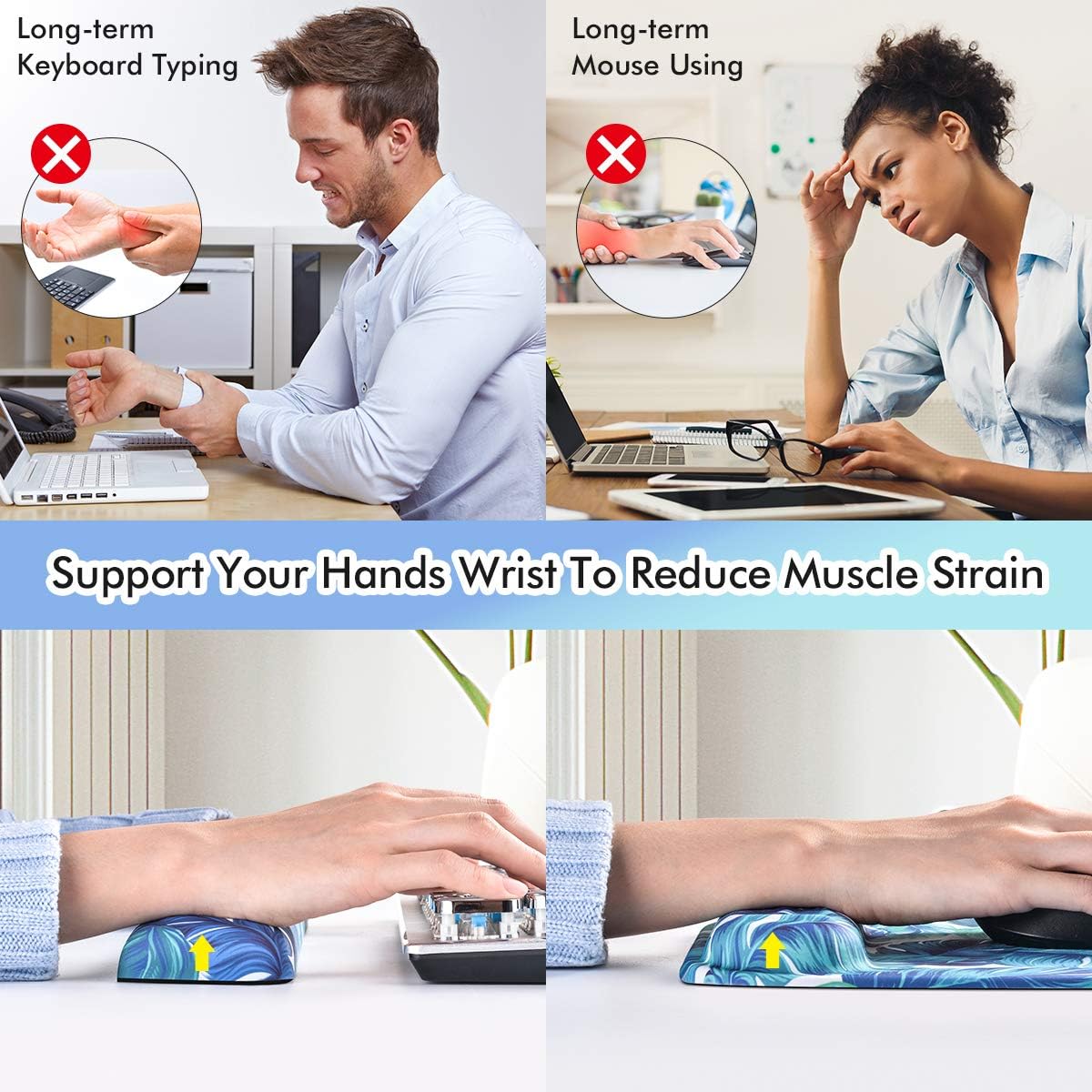 Mouse Pad and Keyboard Wrist Rest, Smooth Superfine Fibre Surface,Gel Memory Foam Ergonomic Wrist Rest Support – Computer, Laptop, Mac, Gaming and Office, Durable, Comfortable and Pain Relief