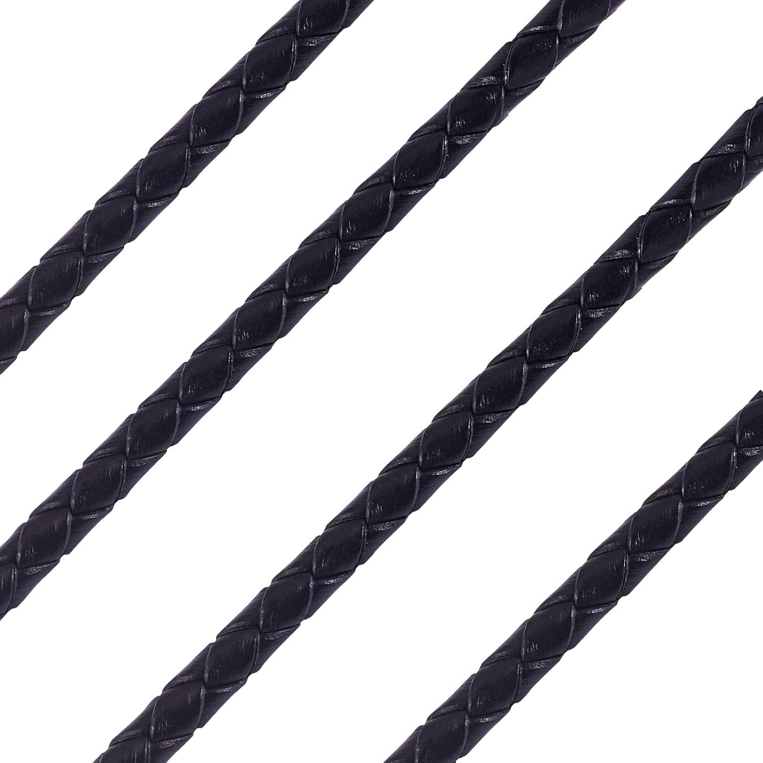 PandaHall 5 Meters 4mm Braided Leather Cord Black Round Leather Cord for DIY Bracelet Necklace Jewelry Making - Image 4