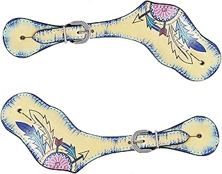 CHALLENGER Horse Western Tack Dreamcatcher Painted Leather Adjustable Boot Spur Straps 74FK25