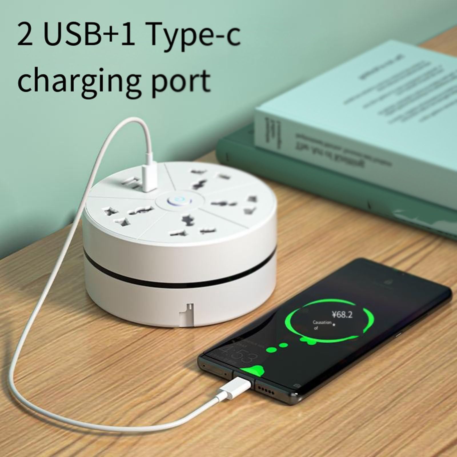 Multipresa con presa piatta a 4 uscite con 2 porte USB intelligenti Con prolunga da 1,8 M/2,8 M Caricatore da muro Stazione di ricarica,2.8M