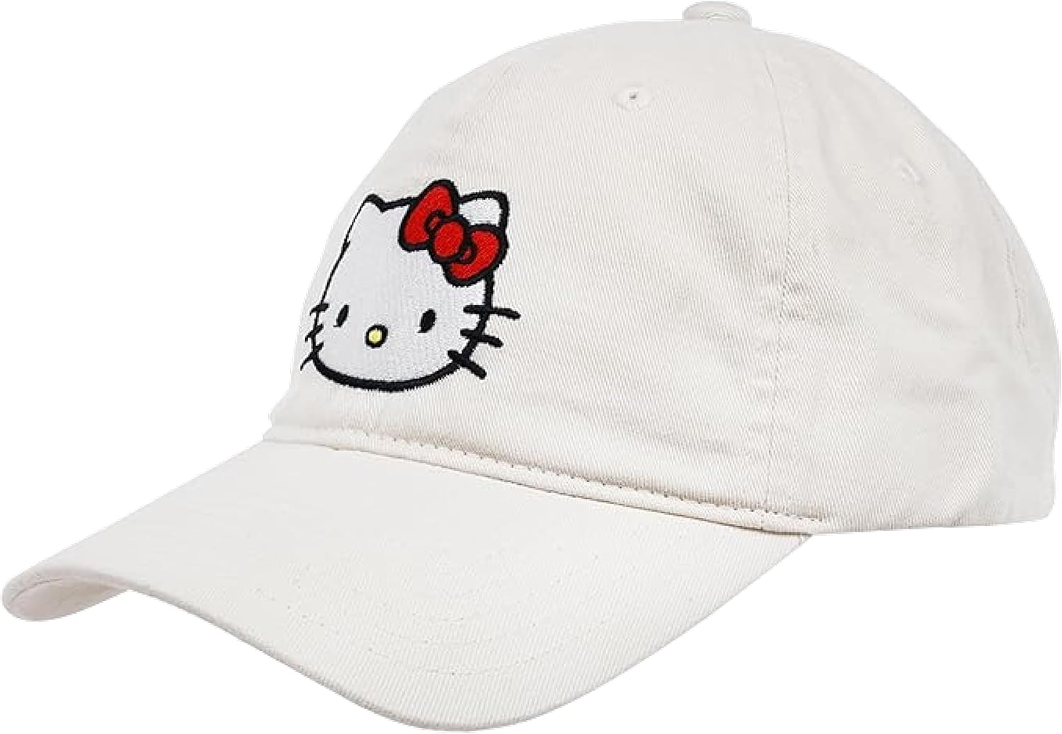 Concept One Unisex-Adult Hello Kitty Baseball Cap, Adjustable Cotton Dad Hat with Curved Brim, Pigment Washed