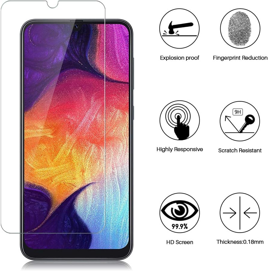 MP-MALL [3-Pack] Screen Protector For Samsung Galaxy A50, [Alignment Frame Easy Installation] [Tempered Glass] Case Friendly