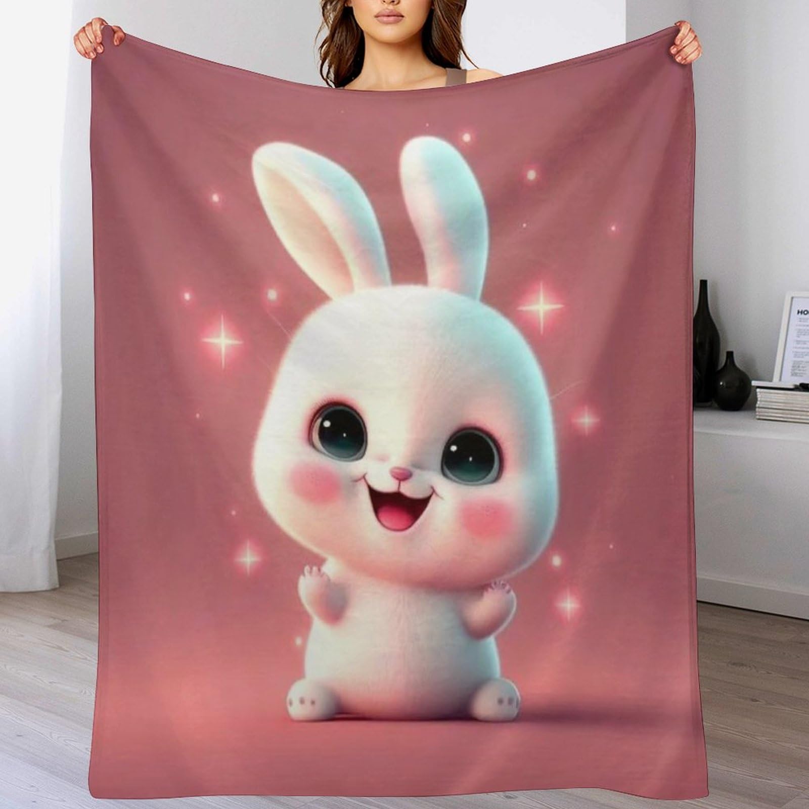 Couverture polaire lapin douce : votre plaid de canapé en peluche flannel pour l'hiver