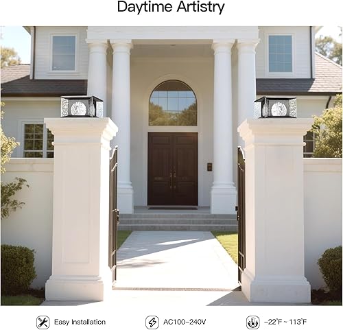 Miniatura 6 de Luces de poste duras con cable para exteriores, moderna luz de columna eléctrica de 11.8 pulgadas, lámpara de pilar grande impermeable de 3000 K de