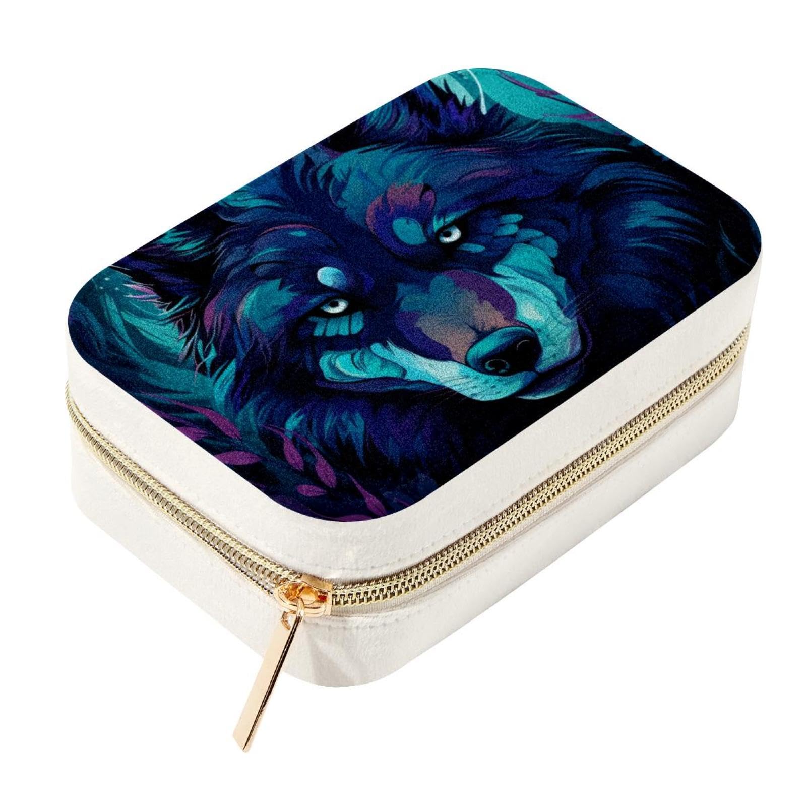 Boîte à bijoux pour femmes et filles loup grand format double