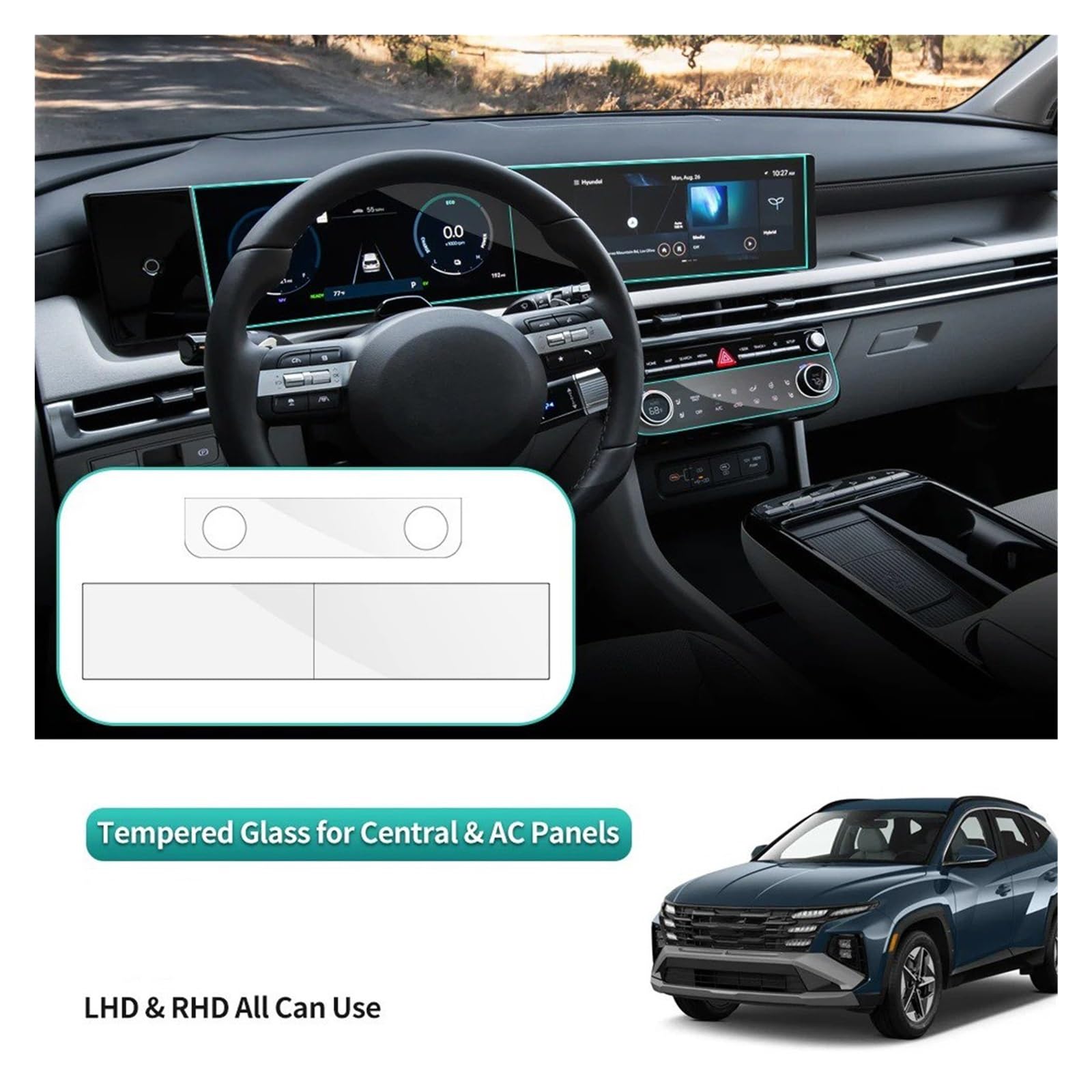 per Hyundai Tucson 24-2025 Set di pellicole protettive per Schermo Auto in Vetro temperato per autoradio GPS Navigazione Navi Pellicola Protettiva (Pellicola per climatizzatore)