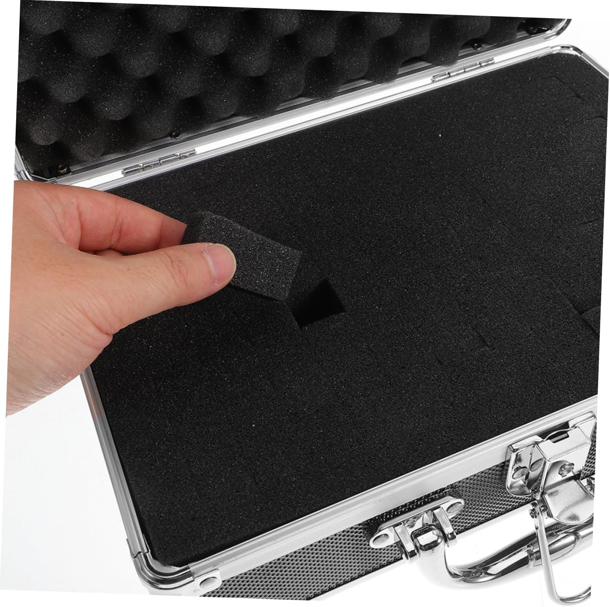 SUNCN ポータブル アルミニウム 合金 ツール ケース ハンドル付き 大容量 収納 ボックス 家庭用 オフィス用 旅行用 オーガ