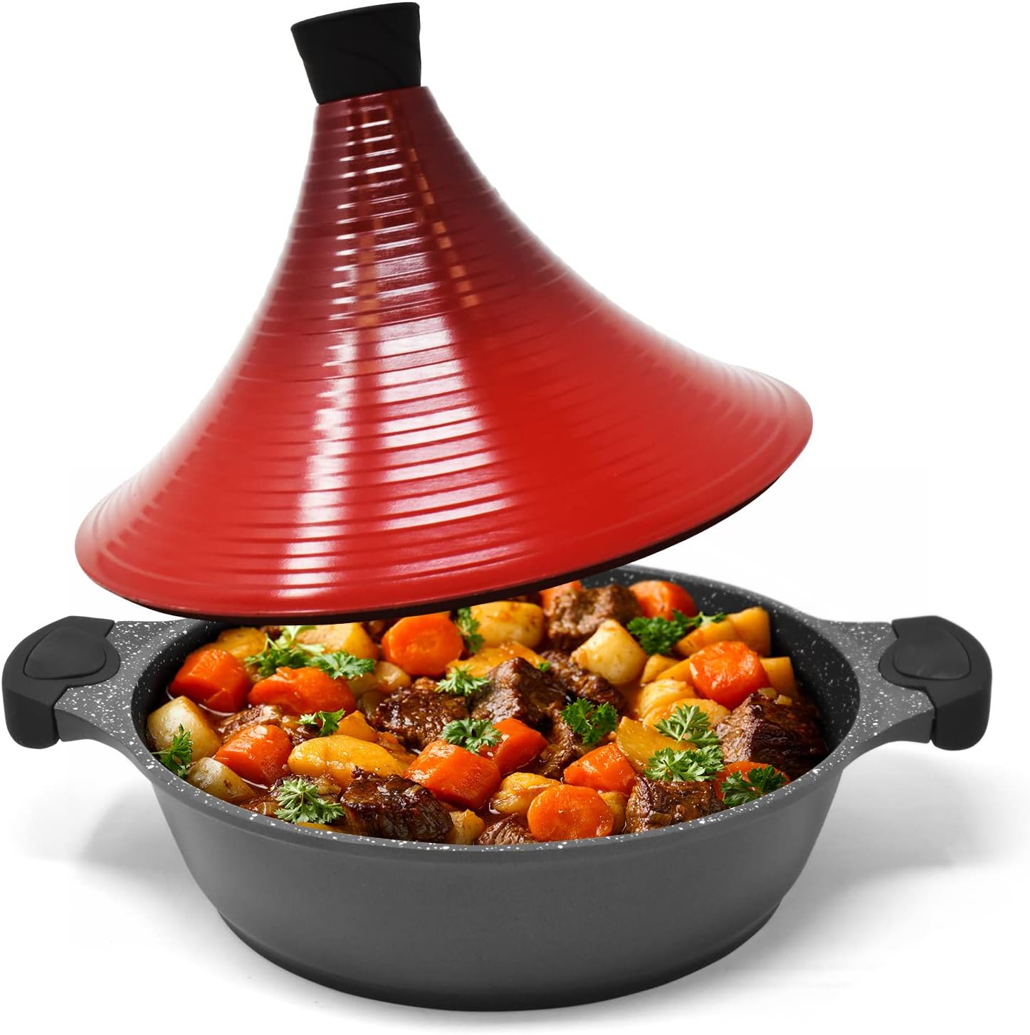 WEB2O Tajine Inductie en glaskeramiek, traditioneel, roestvrij staal, blauw, 30,20 x 30,20 x 23 cm