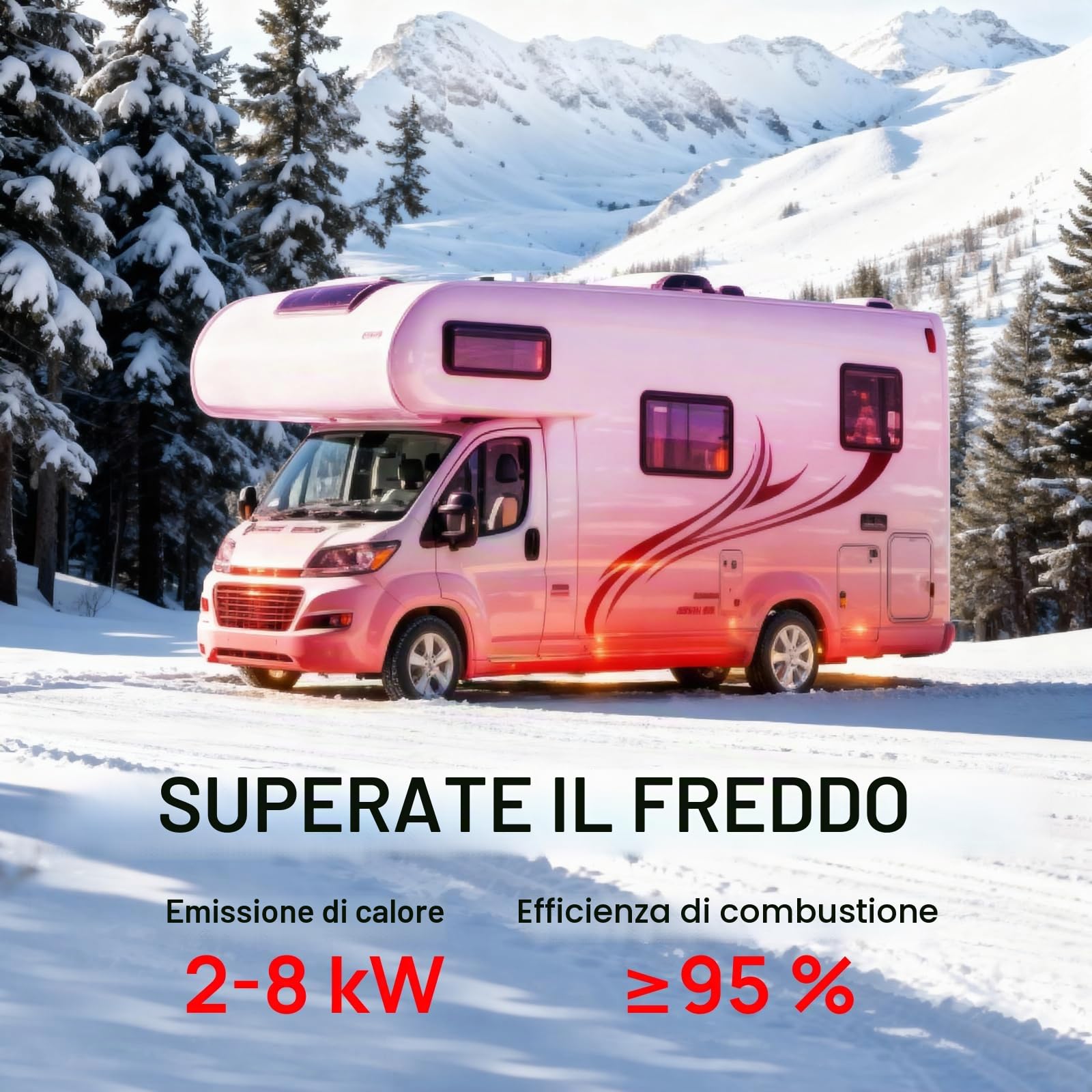 TURBRO Riscaldatore a Diesel, 8kW, Serbatoio di 5L | Compatibile 12V/24V, App Bluetooth e LCD, Timer Programmabile, Avviamento -40°C, Modalità Altitudine