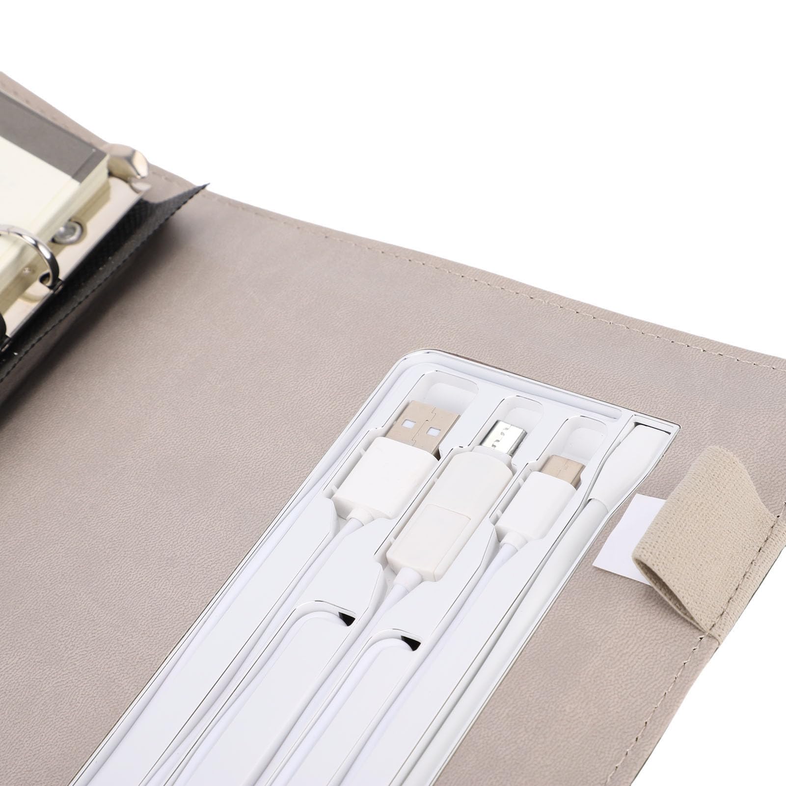 Fockety Quaderno in Pelle con Fodera A5, Organizer Personale, Agenda Ricaricabile da 10,6 * 8,2 in 160 Pagine con Caricabatterie e Calcolatrice 3 in 1 Integrati, Carta Spessa 100 GSM