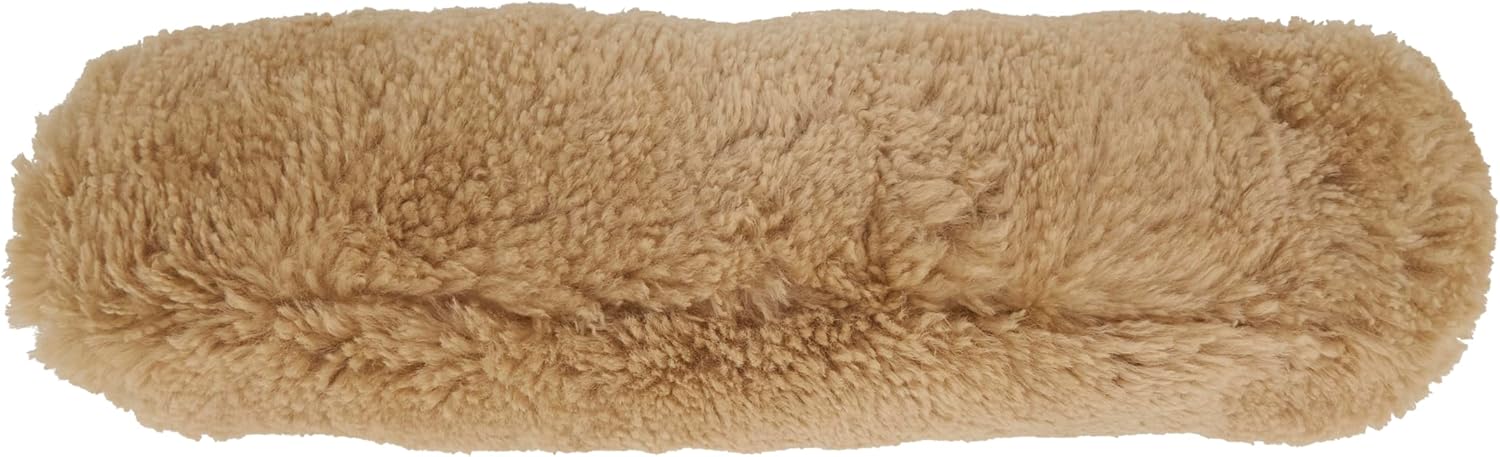SARO LIFESTYLE Luxurious New Zealand Sheepskin Bolster Pillow with Soft Poly Fill, 6"x20", Ivory
