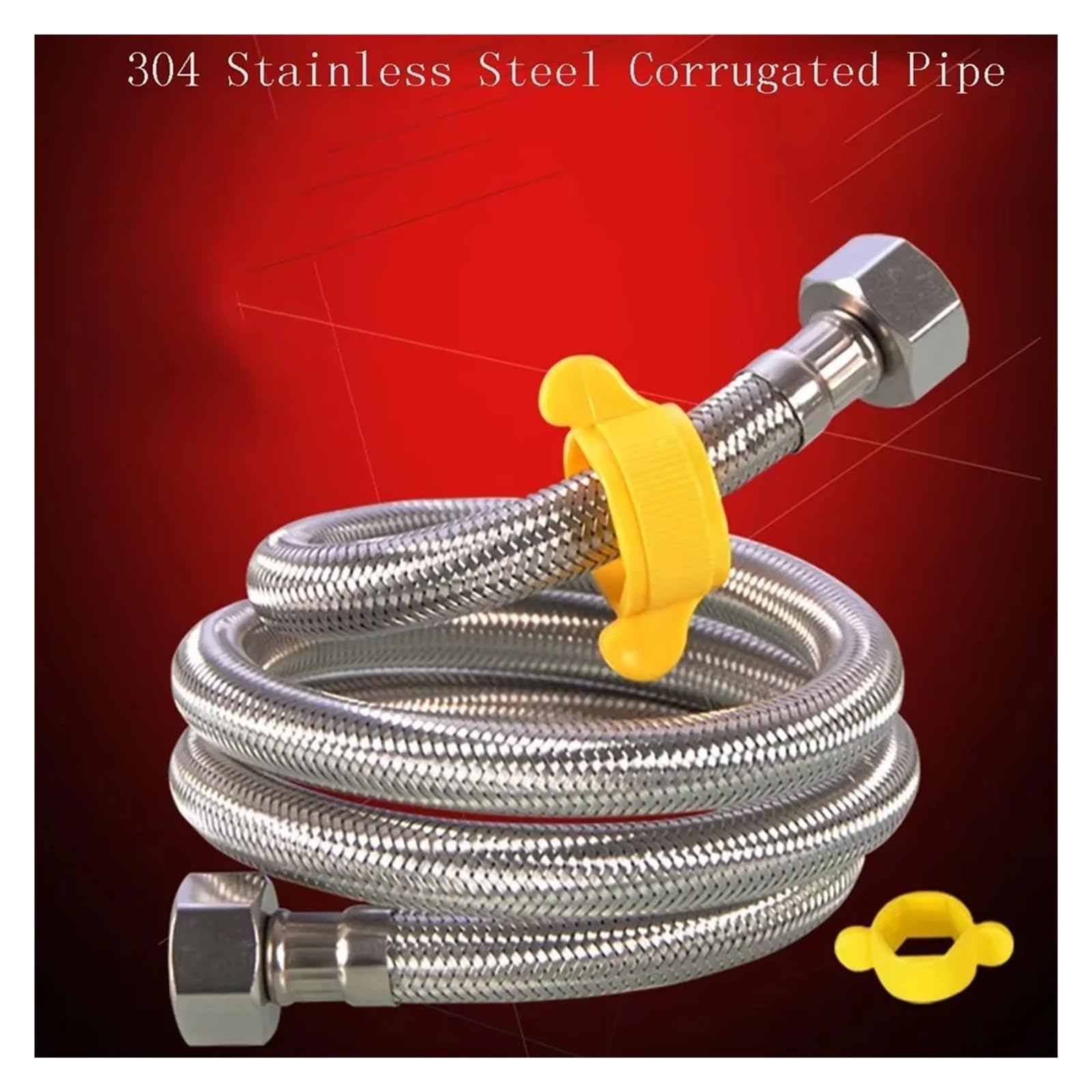 Tubo corrugado de acero inoxidable 304 1/2 "para manguera calentador agua baño y tejido inodoro a prueba explosiones(5M,1 Pcs)