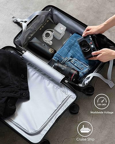 Miniatura 8 de Regleta de alimentación con USB baykul Flat Plug Extension Cord Cube con 4 tomacorrientes, 3 puertos USB, cable de alimentación de 5 pies, protector