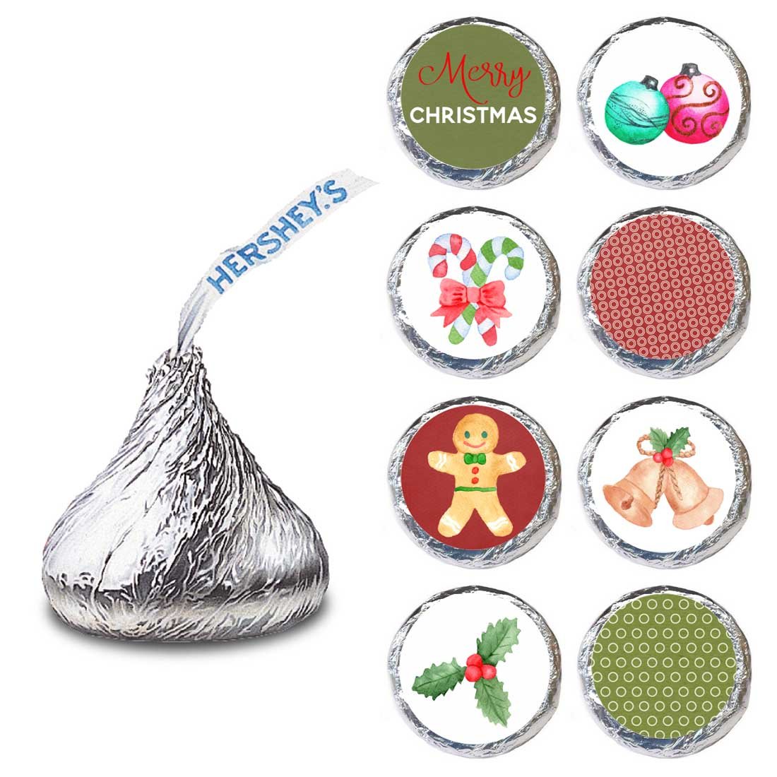 Vintage Christmas Label for HERSHEY’S KISSES® chocolates - Holiday Party Candy Stickers - Set of 240