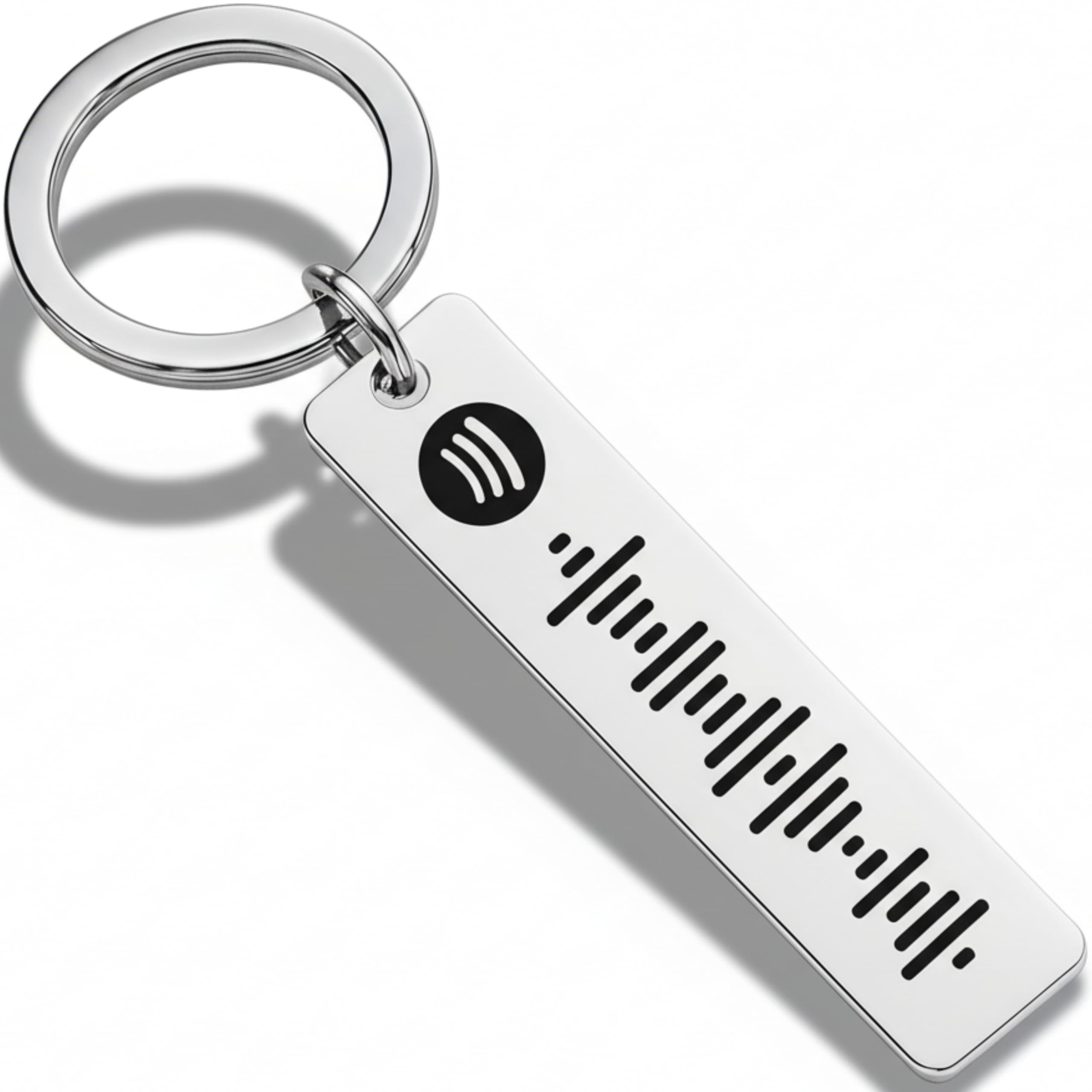 Lunea Custom Unisex Silver Custom Spotify Code Keyring – Personalized Music Keyring With Engraved Song Code – Unique Gift For Him, Her Or Couples – Premium Stainless Steel Keepsake (Silver)