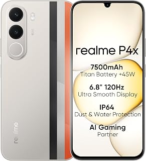 realme P4X 4G Smartphone, 4GB+256GB, 6,8 Zoll 120Hz LCD-Display, 7500mAh Titan-Akku, 45W Schnellladung, 6W Rückladung, MIL-STD 810H stoßfest, IP64, Next KI-System, Rallye-Weiß (Ohne Ladegerät)