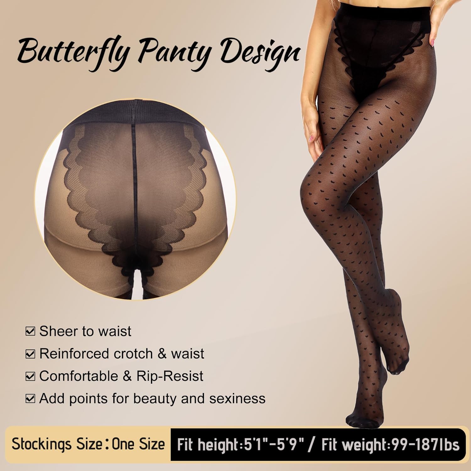 MANZI Women's Sheer Patterned Tights All-Over Polka-Dot Leopard Hearts Stockings 30 Denier Pantyhose Nylons - Image 3