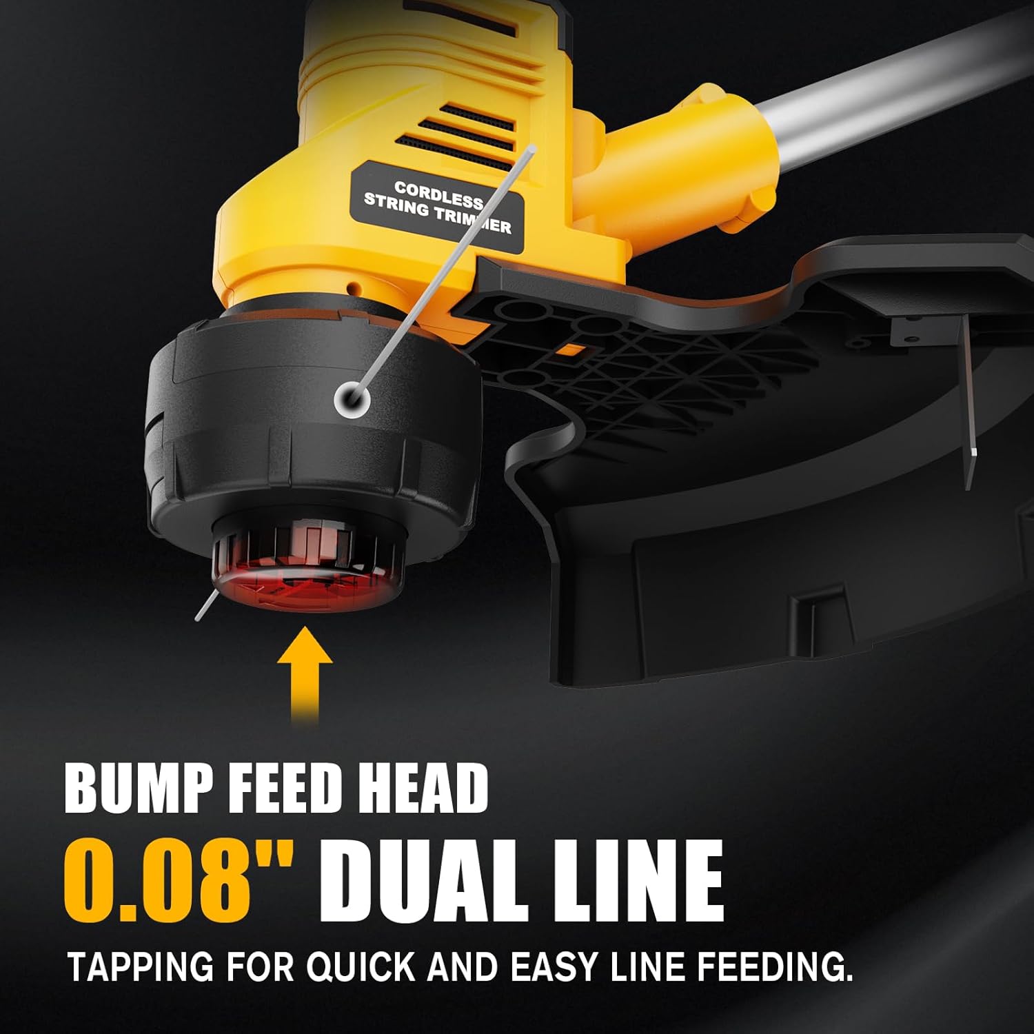 16-Inch Cordless String Trimmer Compatible with DEWALT 20V MAX Battery(Tool Only), Brushless Weed Eater & Edger with Bump Feed & Dual Safety Switch, Electric Weed Wacker (Includes 2 Spools)