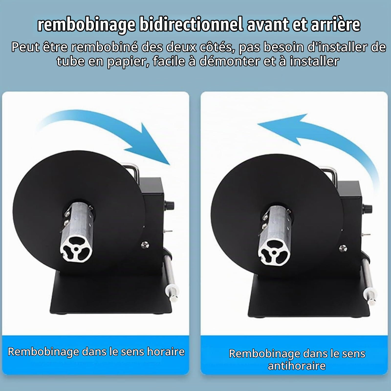 Enrouleur d'étiquettes automatique, enrouleur d'étiquettes 180 mm, enrouleur d'étiquettes à vitesse réglable, rembobinage bidirectionnel, 1 à 8 pouces/s, enrouleur d'étiquettes électrique portable