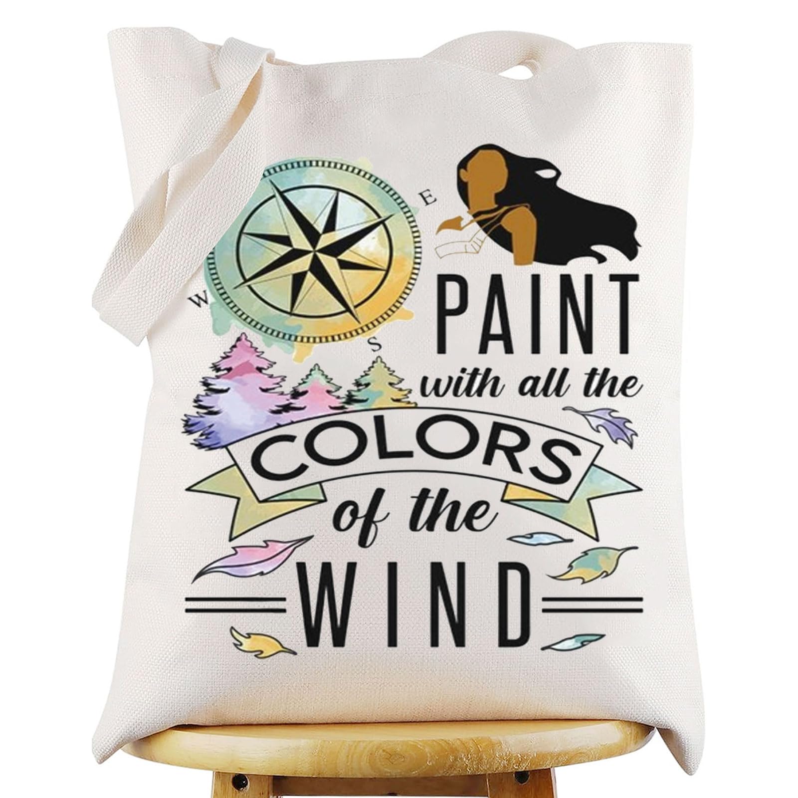 WZMPA Princess Forest Tote Bag Princess Quote Inspired Gift Paint With All The Colors Of The Wind Shoulder Bag