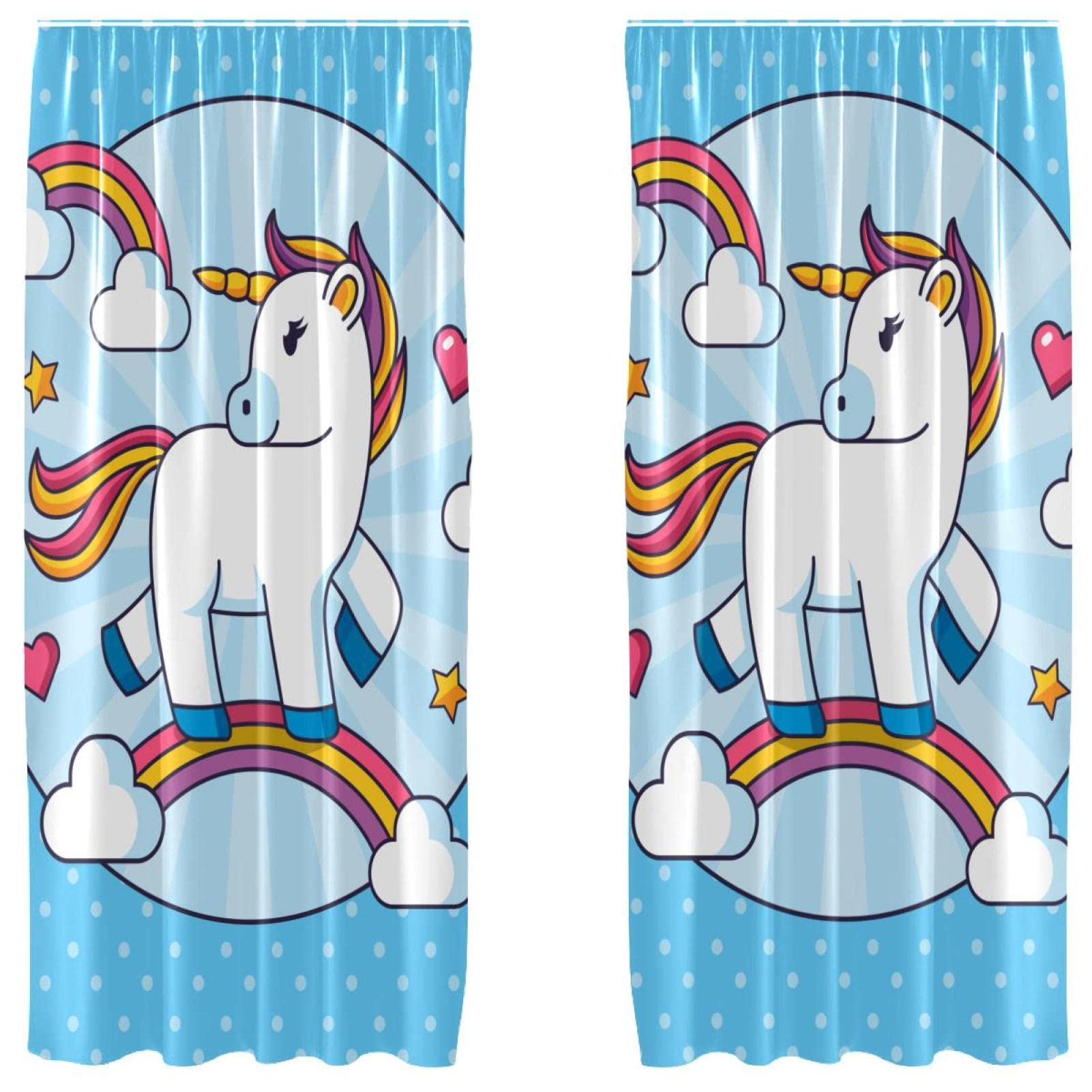 Panneaux décoratifs pour fenêtre de salon et chambre motif licorne JpgV 140x213