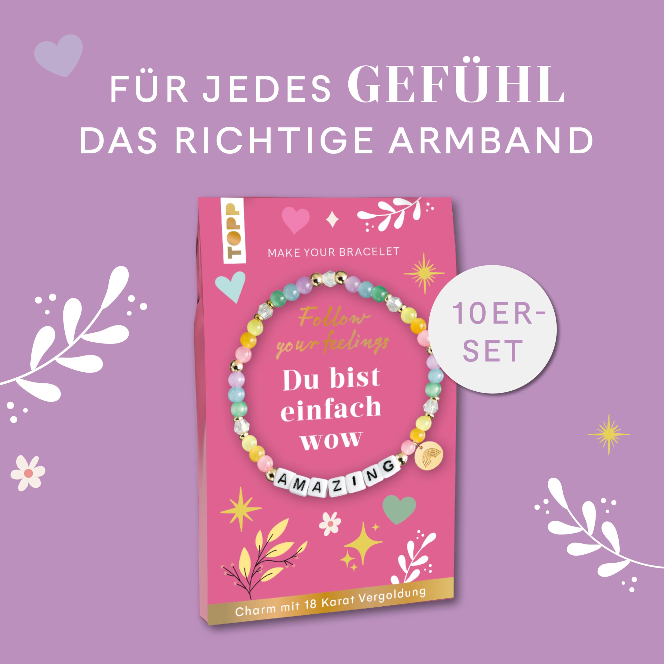 Follow your Feelings - Make your Bracelet - Schmuckset Amazing VE, 10 Ex.: Anleitung und Material für ein Armband. Mit gestalteter Geschenkkarte