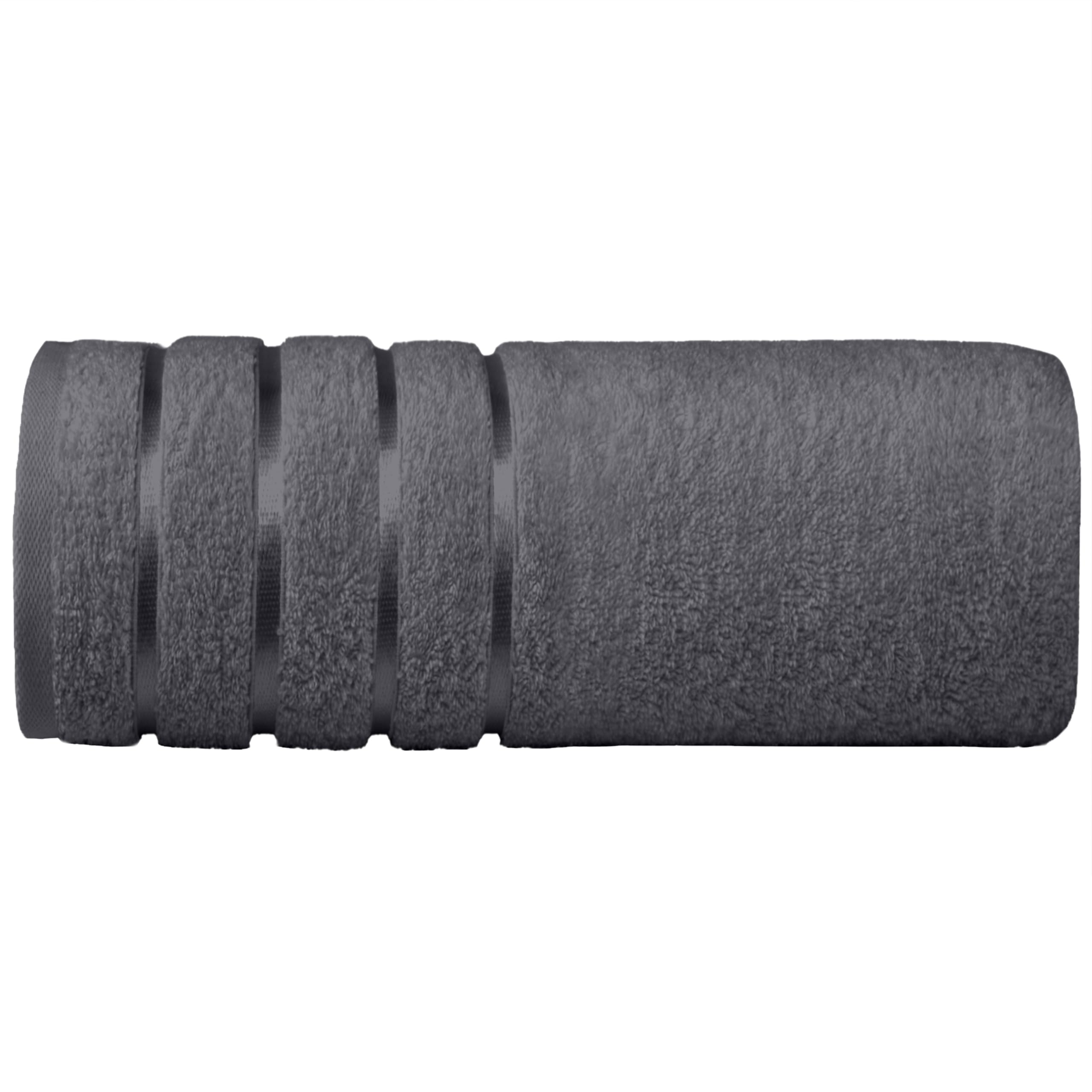Elegant Comfort 100% Turkish Cotton 4 Lines Viscose Stripe Jumbo Bath Towel - Hotel Spa Quality Extra Large 35 x 70 Inch Bath Towel Ultra Soft, Super Absorbent Quick Dry Large Bath Towel, Gray
