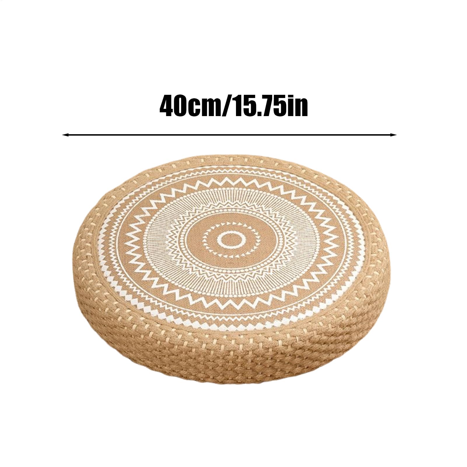 WEITING Coussin De Méditation Tapis Rond en Paille Rembourré pour Sol | Housse Lavable Tapis Décoratif Boho Pour Balcon Salon De Thé Extérieur Cheminée