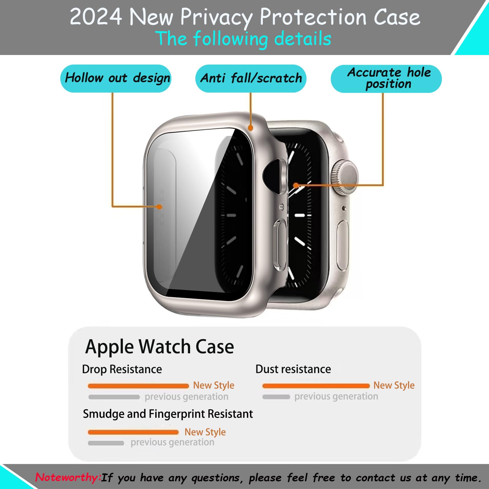 AOKUTDA Confezione da 3 custodie compatibili con Apple Watch serie 10 da 46 mm, protezione dello schermo in vetro temperato anti spia a 30°, copertura ultra sottile e completa, per accessori iWatch