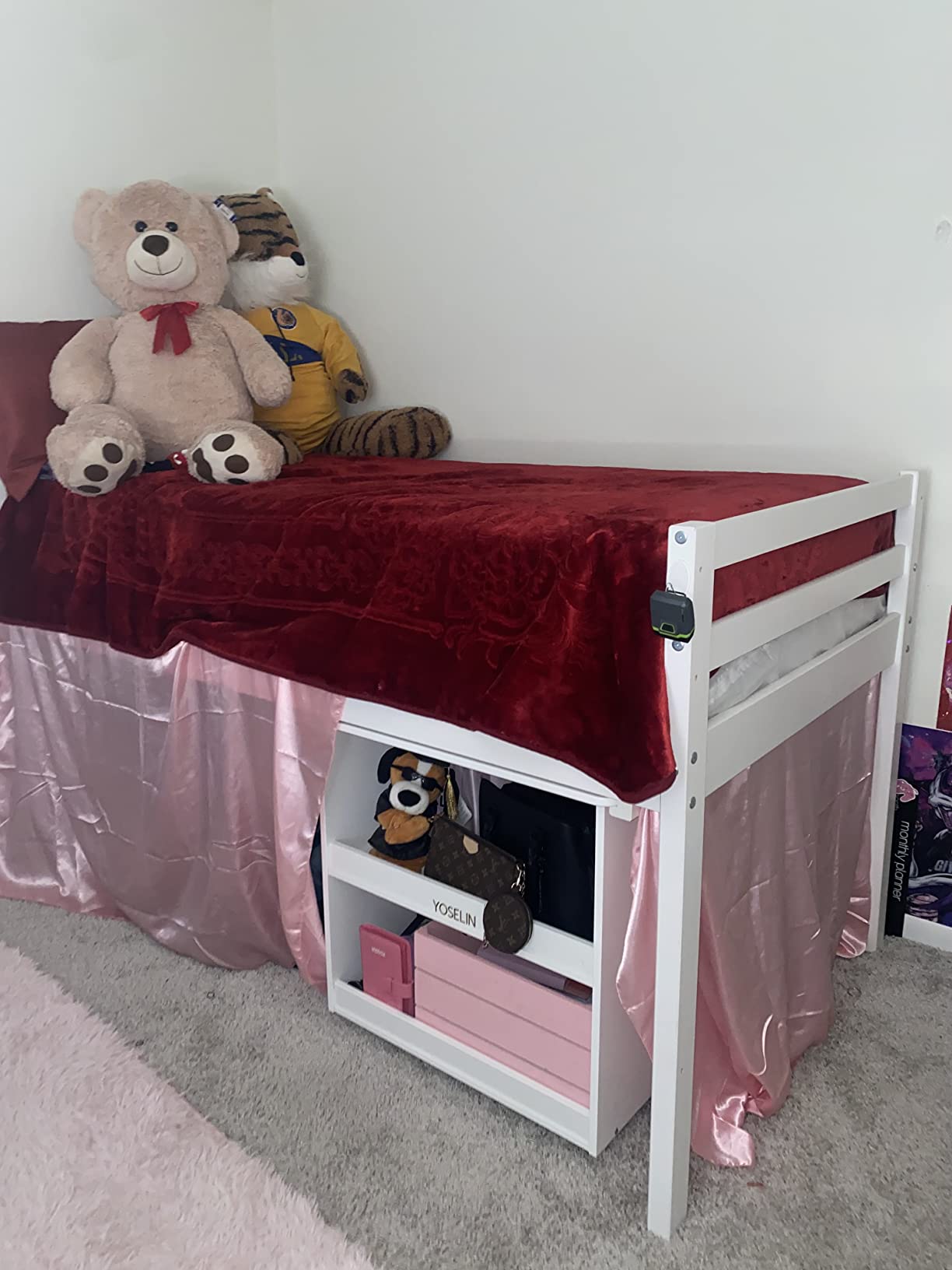 43/mo Finance Naomi Home Twin Size Loft Bed with Desk Low Study Kids Twin Loft Bed with