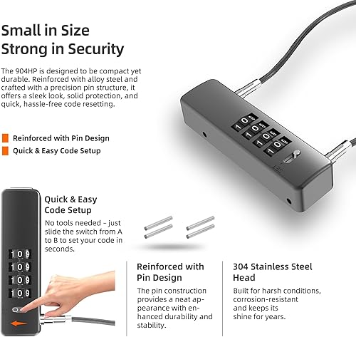 Miniatura 2 de Cerradura combinada para bicicleta, cerradura de combinación de 4 dígitos para puerta de valla al aire libre, caja fuerte para equipaje, scooter