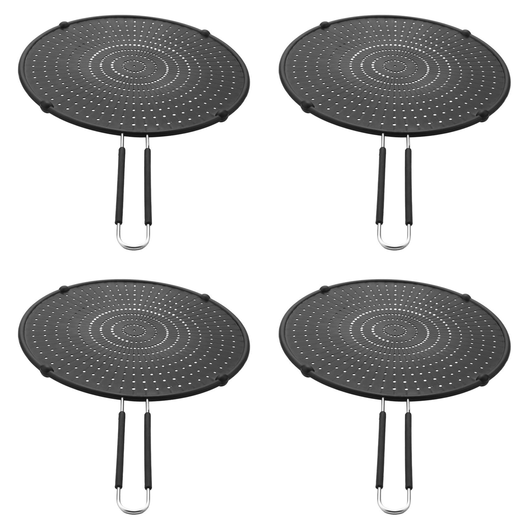 Hndhbfgrt 4pcs 32cm Silicone Splatter Screen Guard Nonstick Oil Grease Pan Lid for Frying Pan Skillet Cooking Silicone