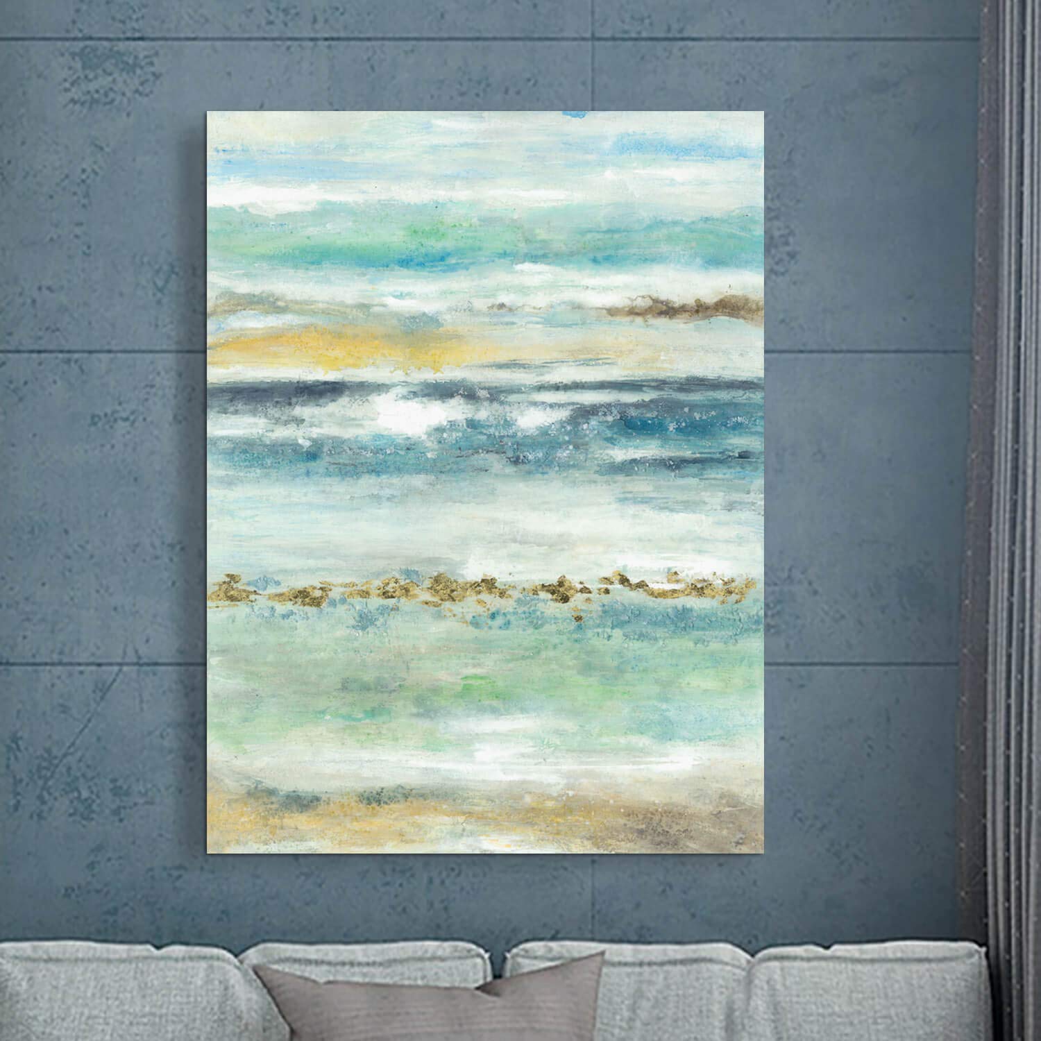 Amazon.co.jp: 抽象的な海の風景のキャンバスウォールアート