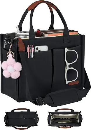FIORETTO Women's Canvas Tote Bag with Compartments