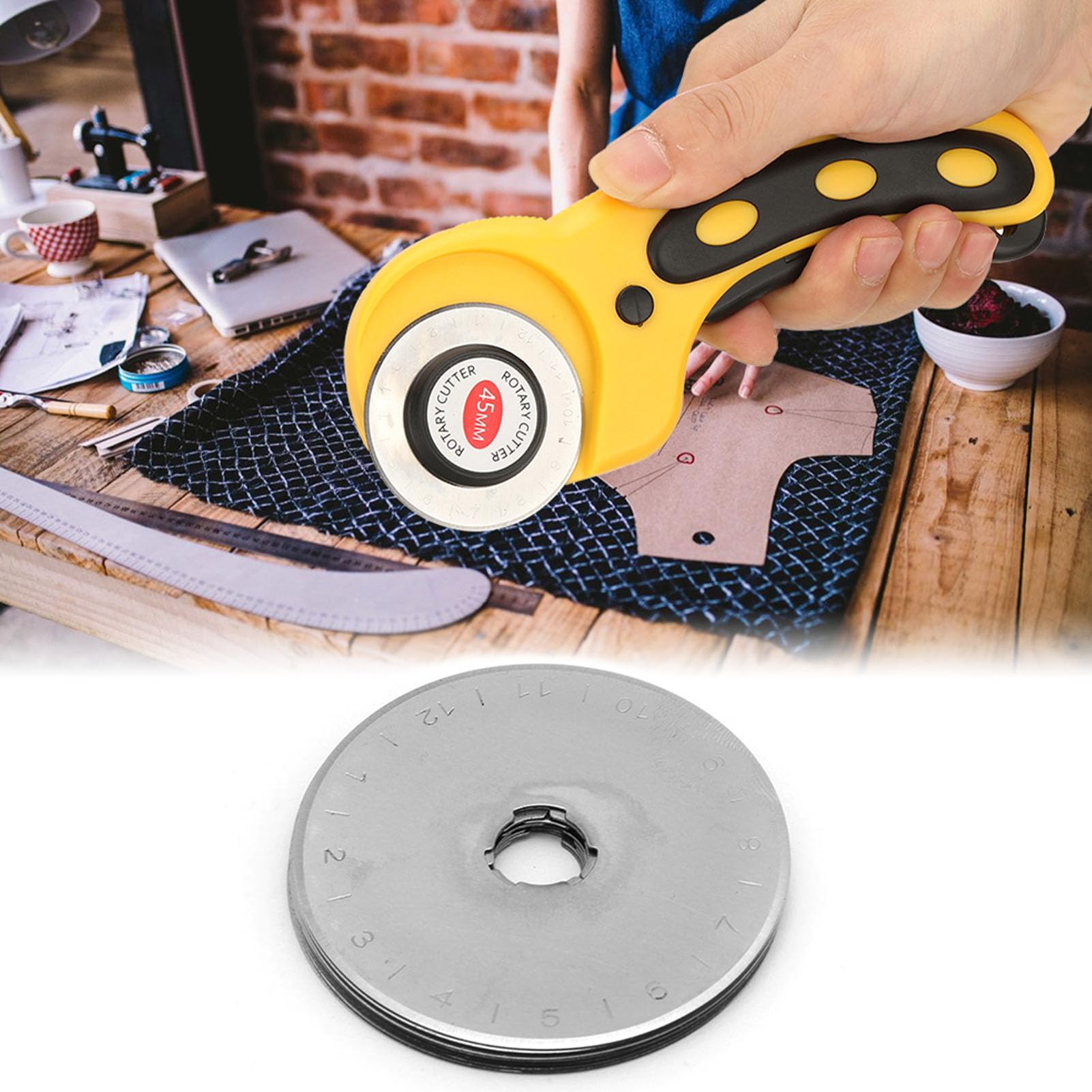 10 Replacement Blades for 45mm Cutter, Alloy Steel High Wear, Long Cutting Life, Easily Cutting Multiple Layers, Ideal for Fabric, Paper with Thin Film