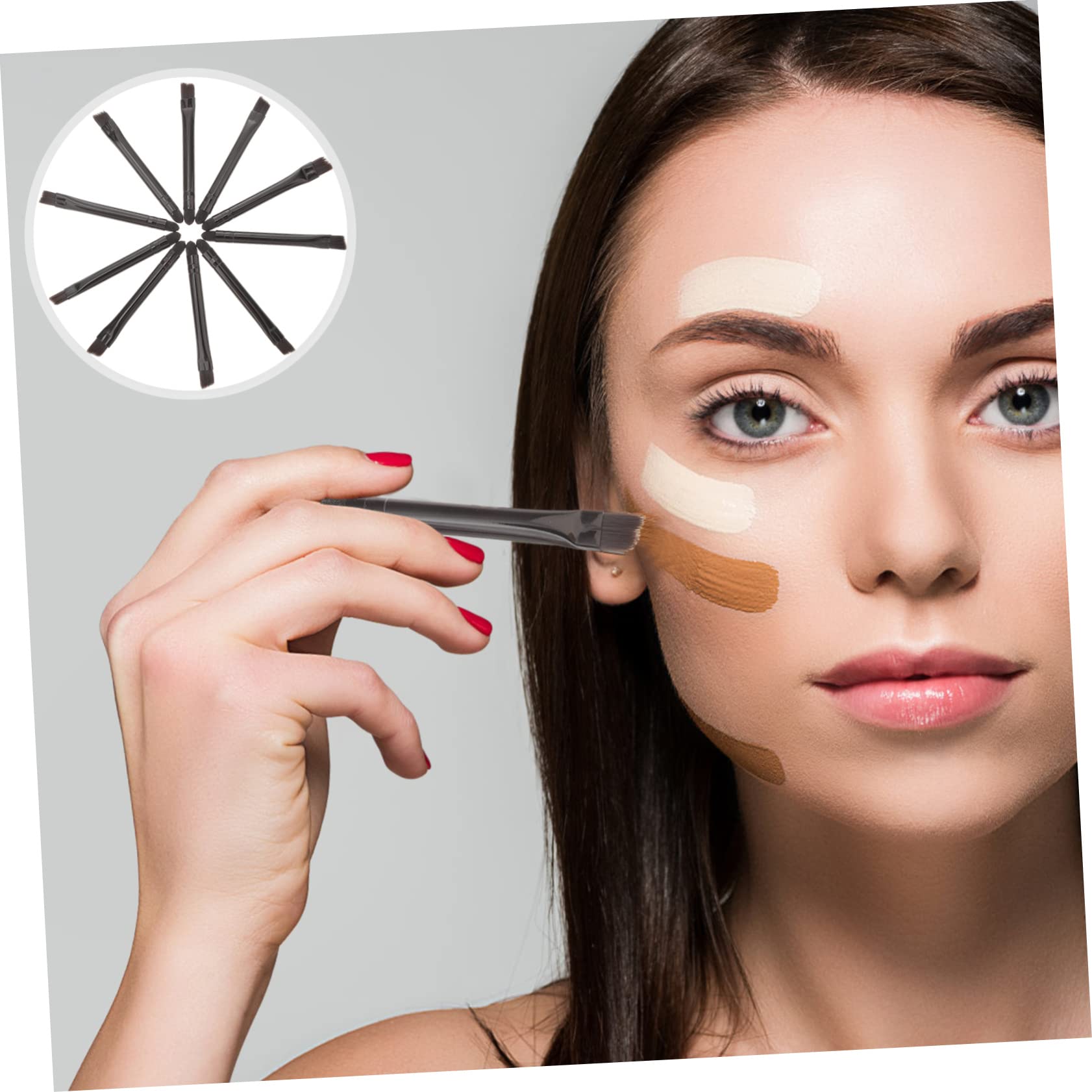 SOESFOUFU 10pcs Double-ended Makeup Sponge Brush Set Double Sided Eye Shadow Brush for Women Professional Eyeshadow Set Comfortable Durable for Daily Use