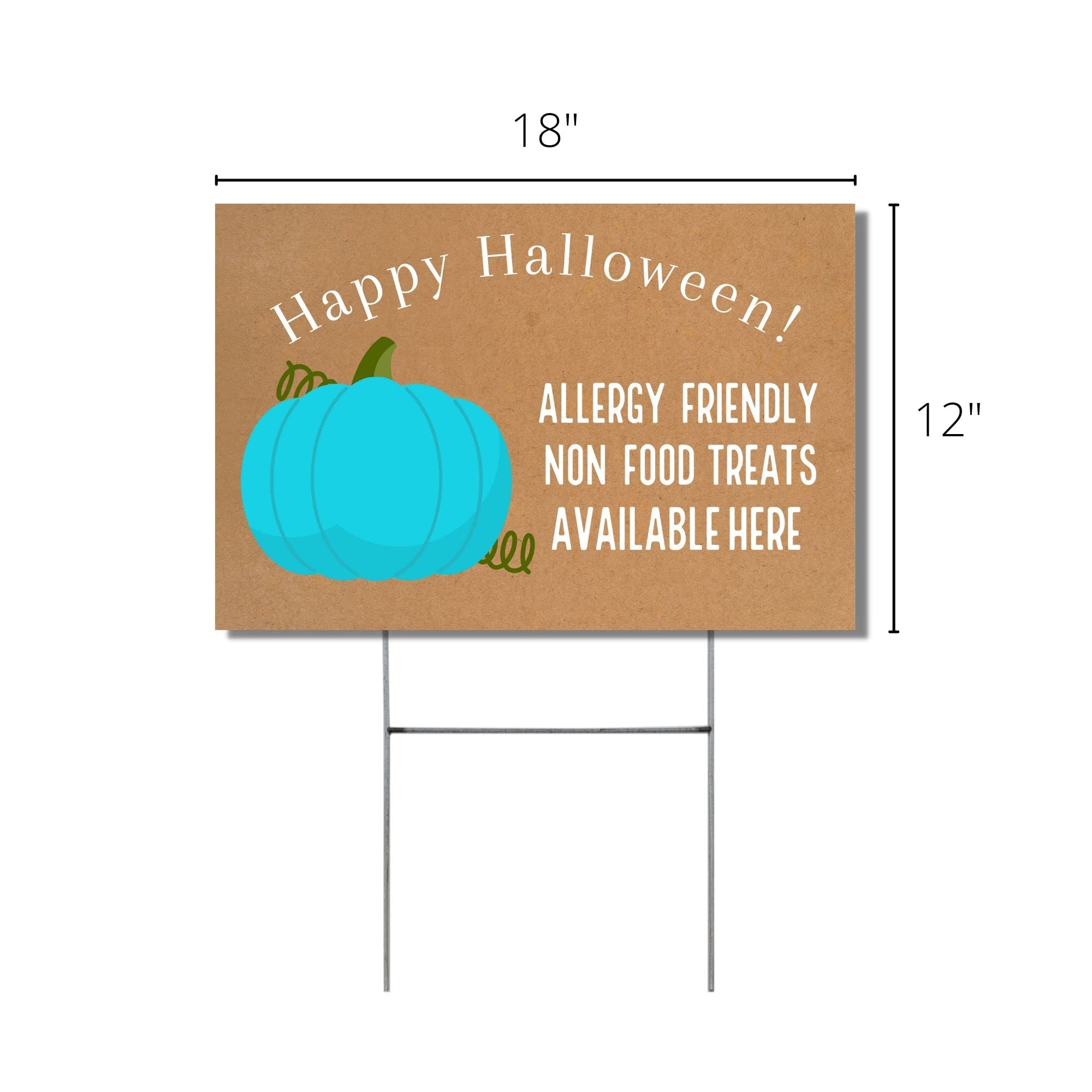 Cartel de patio con texto en H de 30,5 x 45,7 cm, diseño de calabaza azul con diseño de calabaza azul