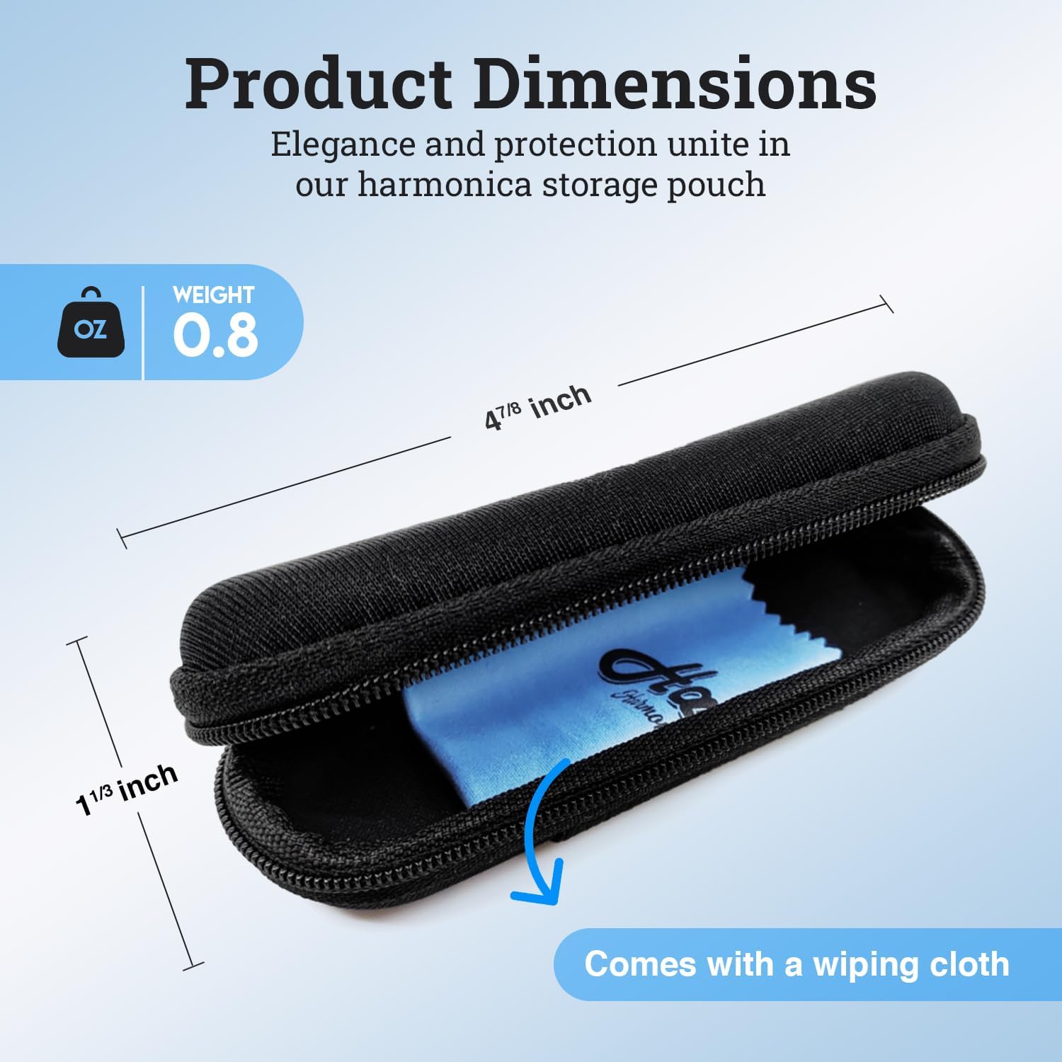 Harmonica Case Chromatic Harmonica – Black Zip Pouch (10 Hole Diatonic)