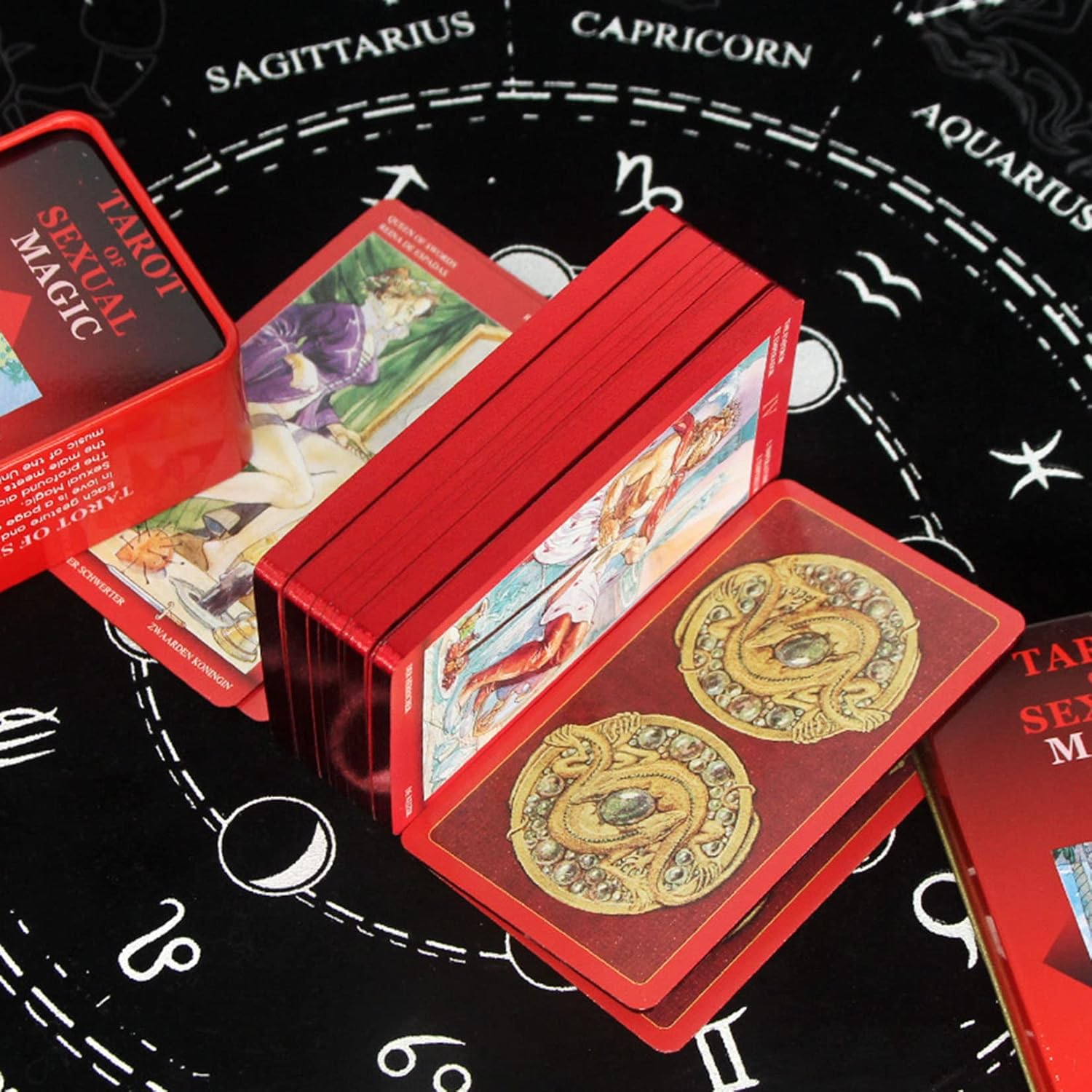 Tarot Cards for Beginners,Oracle Cards Deck with Guidebook Pink Waterproof Cards, Fortune Teller Game Set for Family Reunion Expert Reader for Christmas Birthday, Red