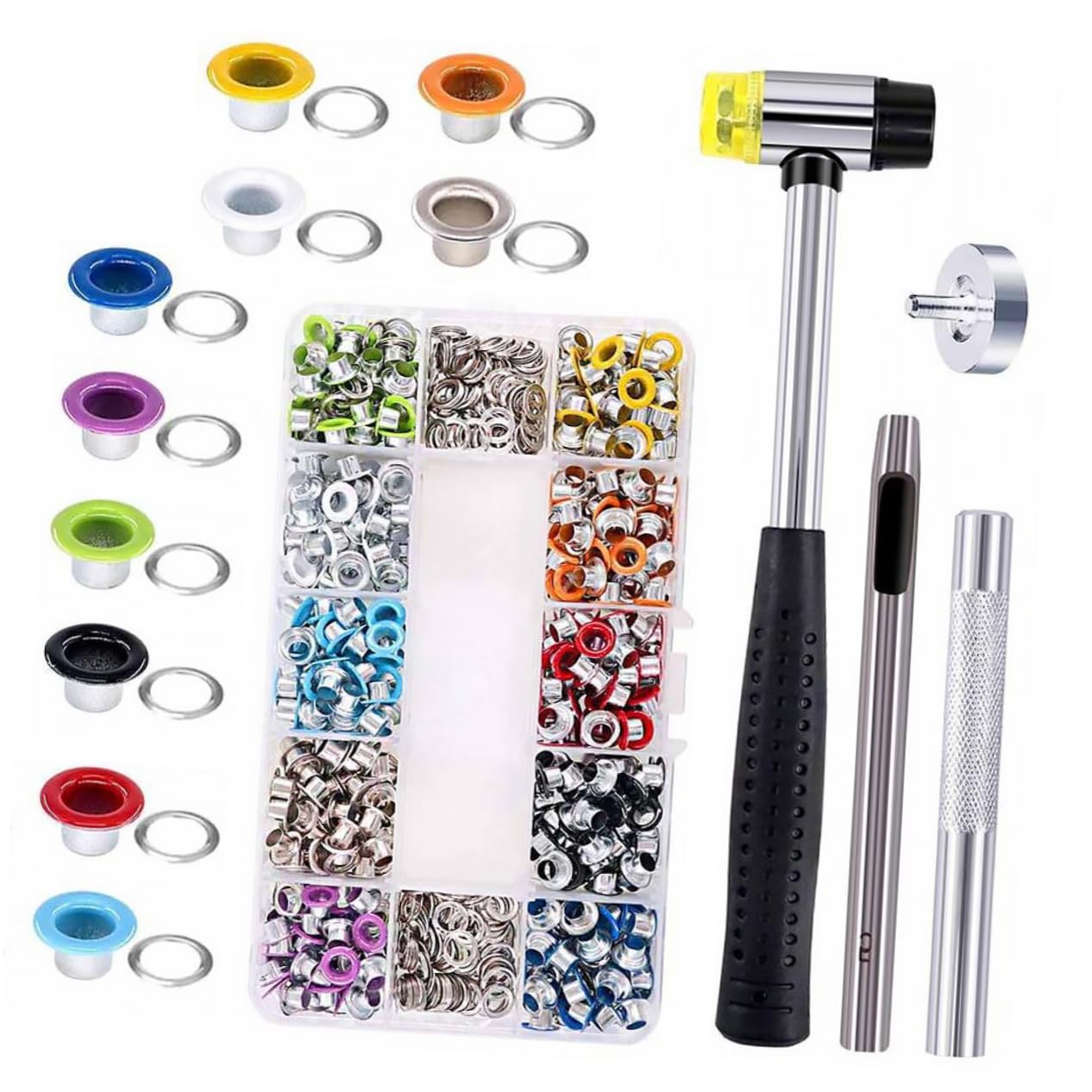 NUOBESTY Occhielli Colorati Con Strumenti Di Installazione Completo Per Progetti Di Artigianato e Riparazioni Scarpe Resistente e Facile Da Usare
