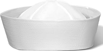 Adult White Sailor Captain Hat, Classic Nautical Yacht Costume Cap | Vintage Nautical Design Costume Accessory, Perfect for Party, Halloween Cosplay, and Casual Daily Wear