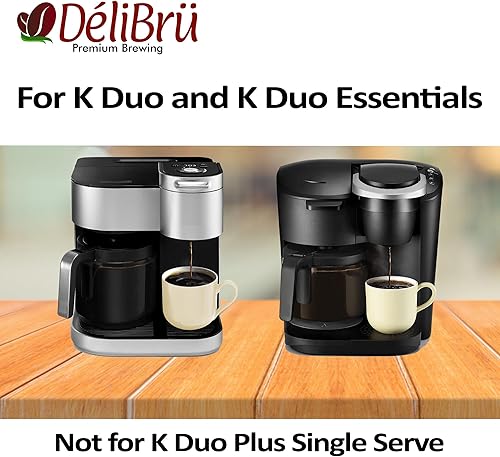 Miniatura 5 de Delibru Filtro de café reutilizable Keurig K-Duo – 8-12 tazas de malla de tono dorado filtro permanente de café para cafeteras Keurig Duo
