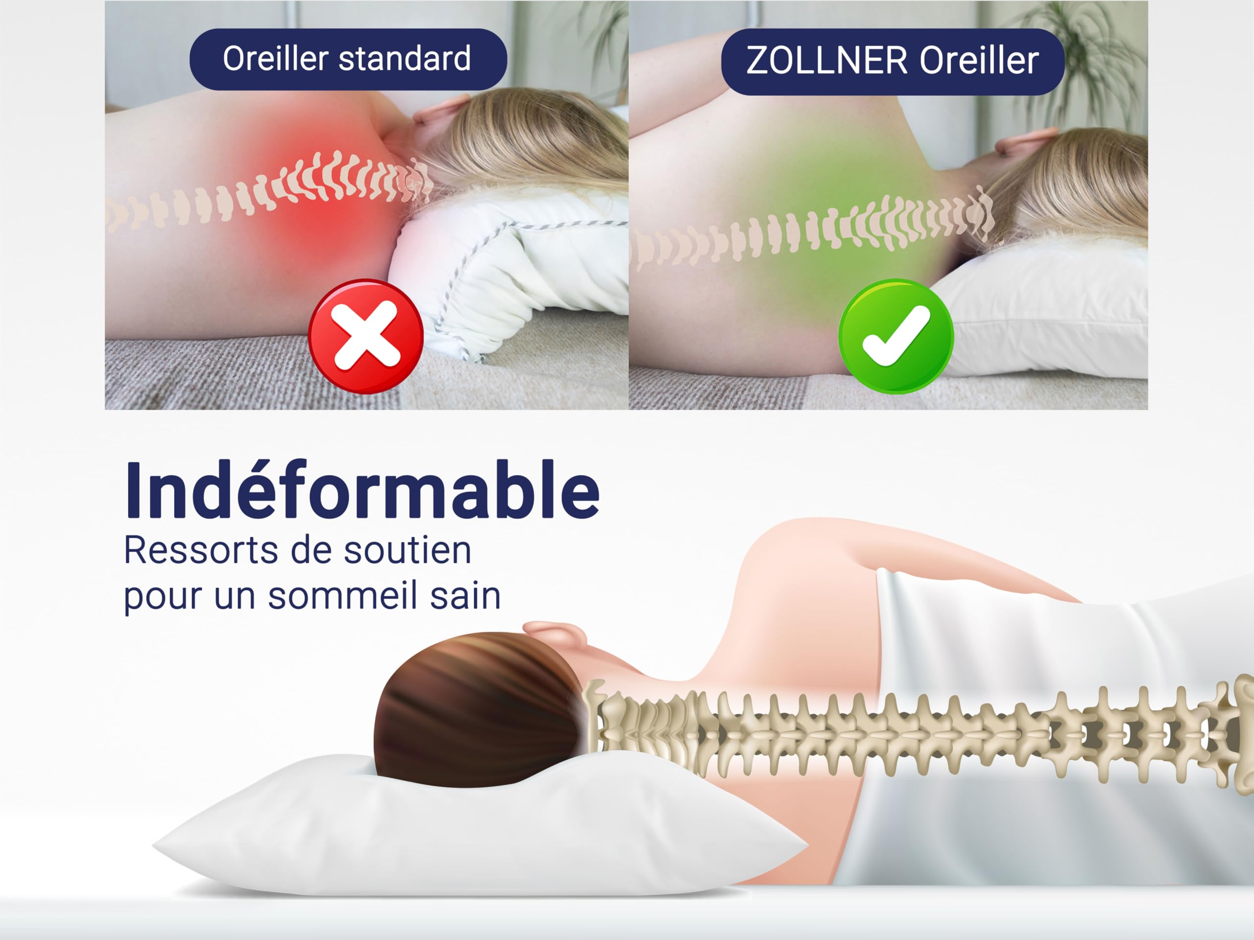 ZOLLNER Oreiller en Plumes - Made in Germany - Remplissage 100% Plumes - Housse en Coton de Haute qualité - Lavable jusqu'à 60°C - 70x90 cm - Qualité hôtelière ZOLLNER Oreiller en Plumes - Made in Germany - Remplissage 100% Plumes - Housse en Coton de Haute qualité - Lavable jusqu'à 60°C - 70x90 cm - Qualité hôtelière