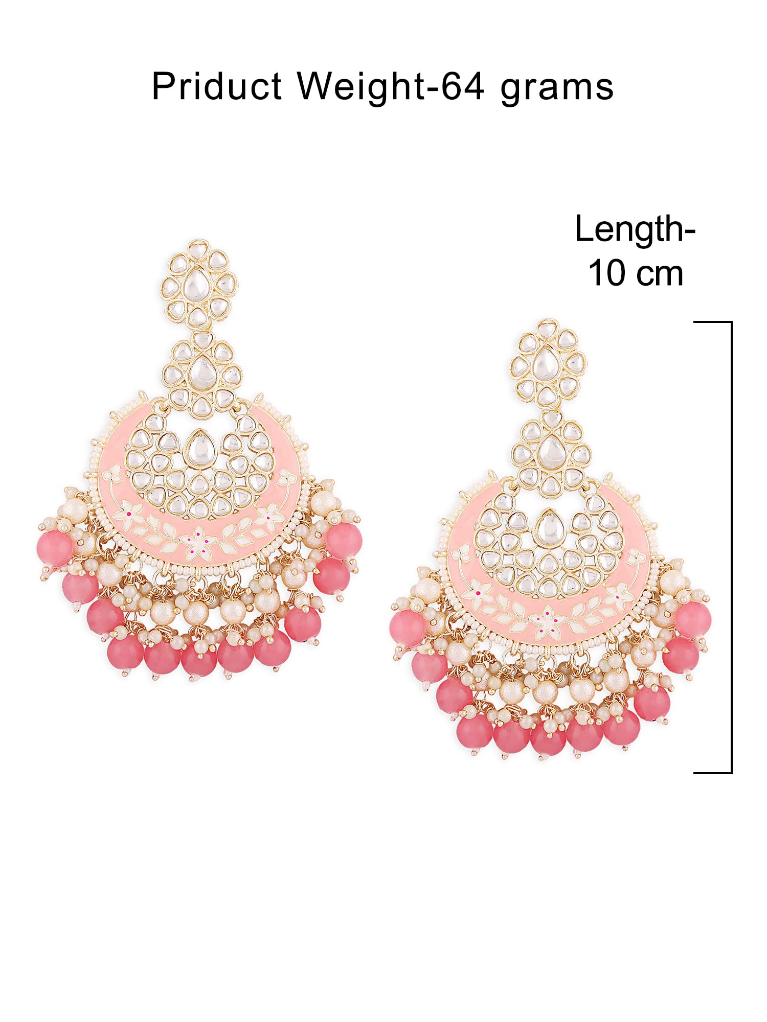 Women's Meenakari Ethnic Kundan & Beads Yellow Dangle Earrings